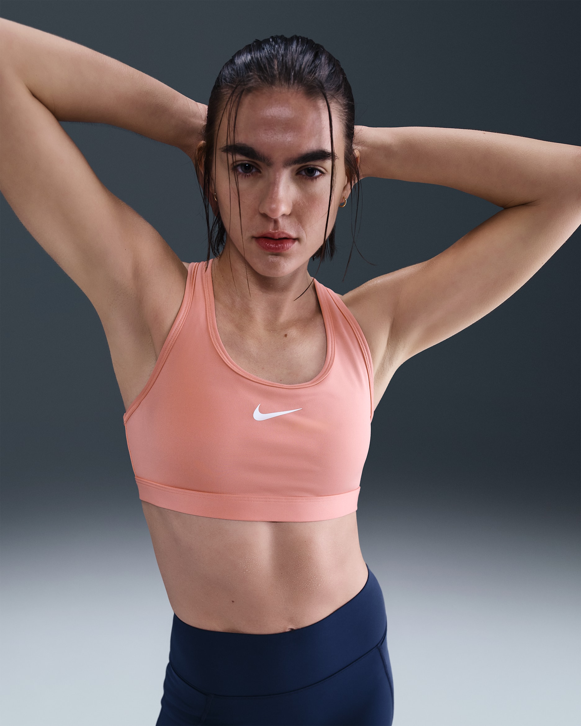 Nike Swoosh Medium Support Women's Padded Sports Bra - Rust Pink/White