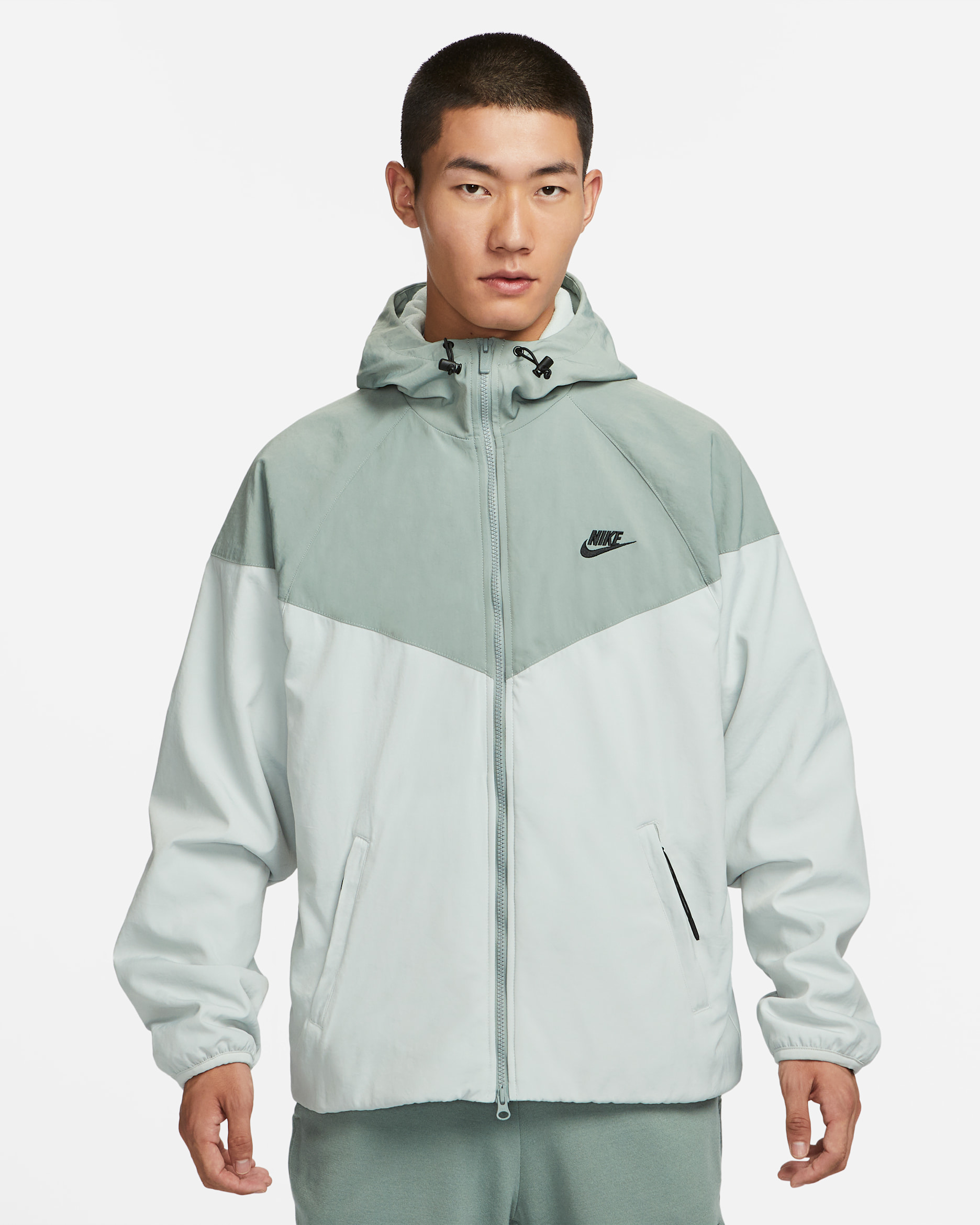 Nike Sportswear Windrunner Men's Loose Hooded Jacket - Mica Green/Light Silver/Black