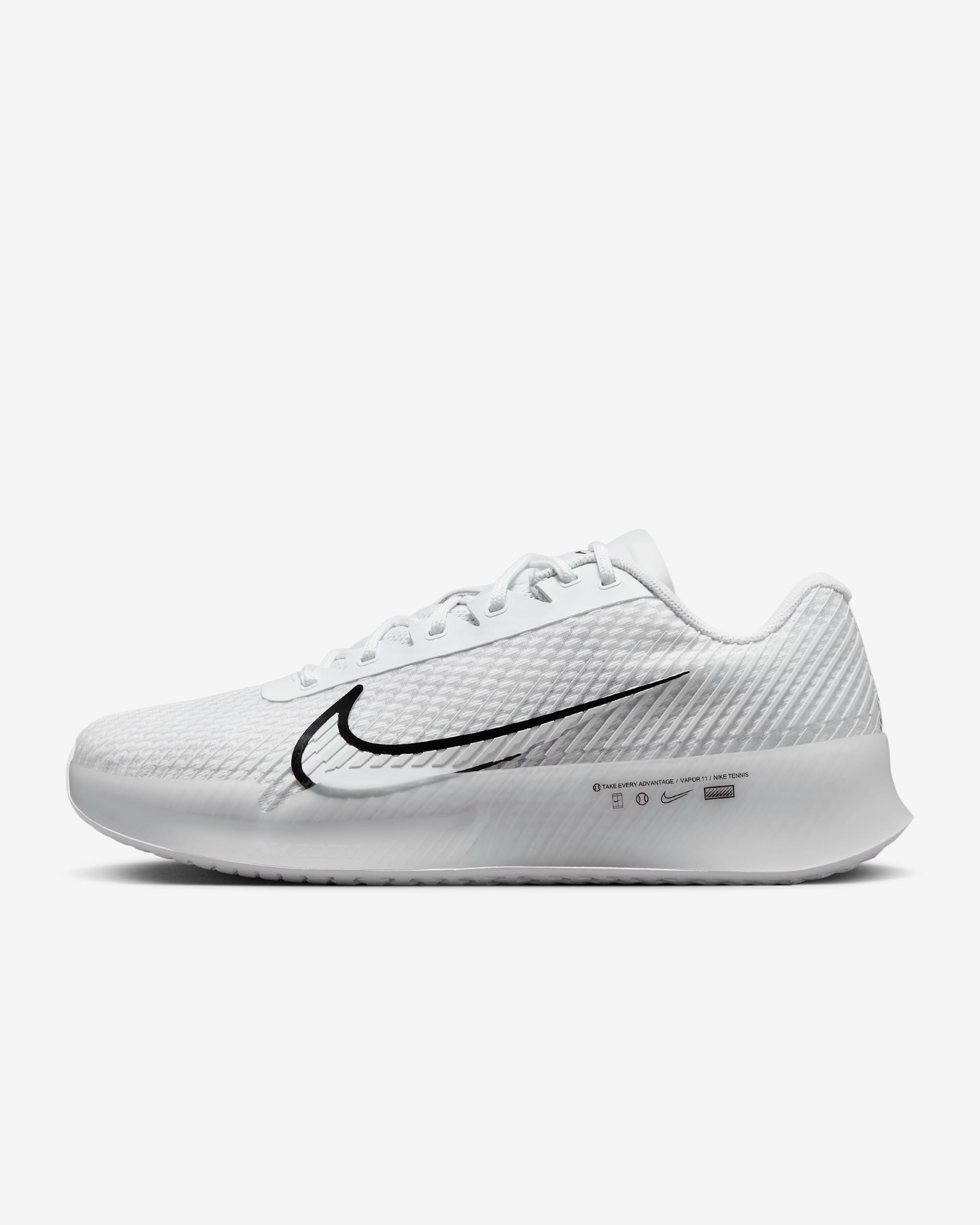 NikeCourt Air Zoom Vapor 11 Men's Hard Court Tennis Shoes - White/Summit White/Black