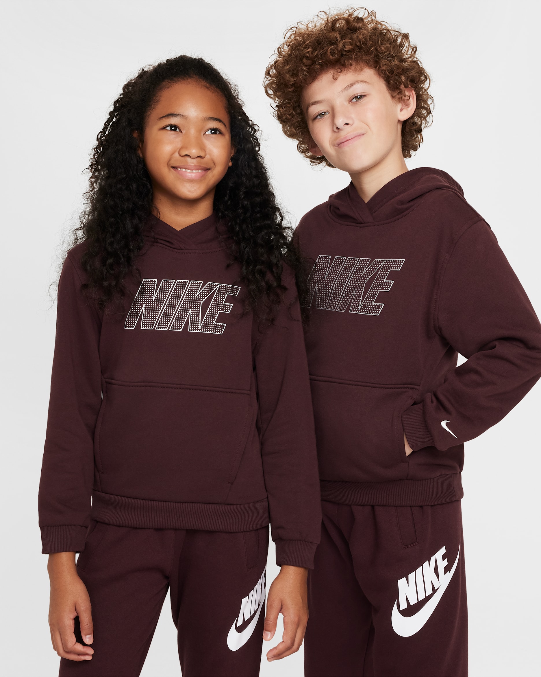 Sudadera con gorro sin cierre para niños talla grande Nike Sportswear Club Fleece - Burdeos enérgico/Plata metalizado