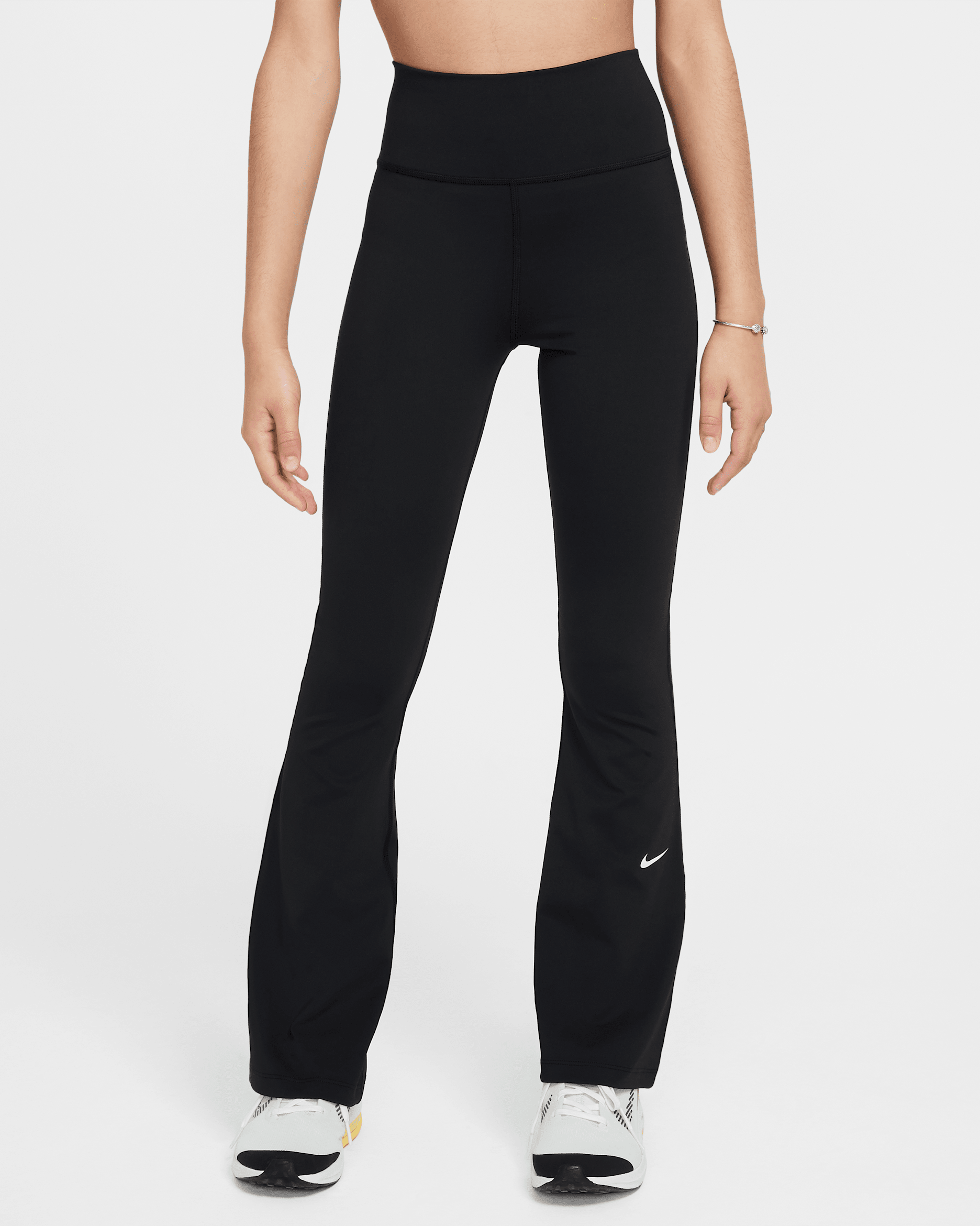 Nike One Girls' Dri-FIT Flared Leggings - Black/White