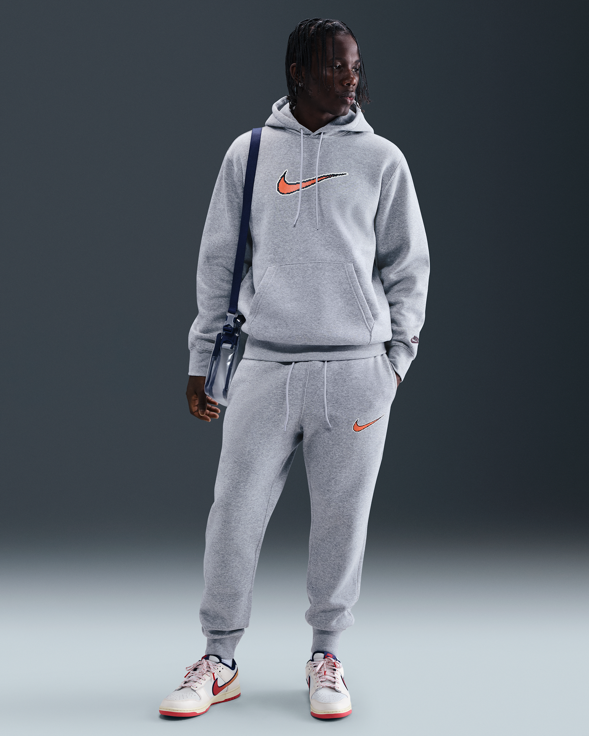 Joggers de tejido Fleece para hombre Nike Sportswear Club - Gris oscuro jaspeado/Gris humo claro/Negro