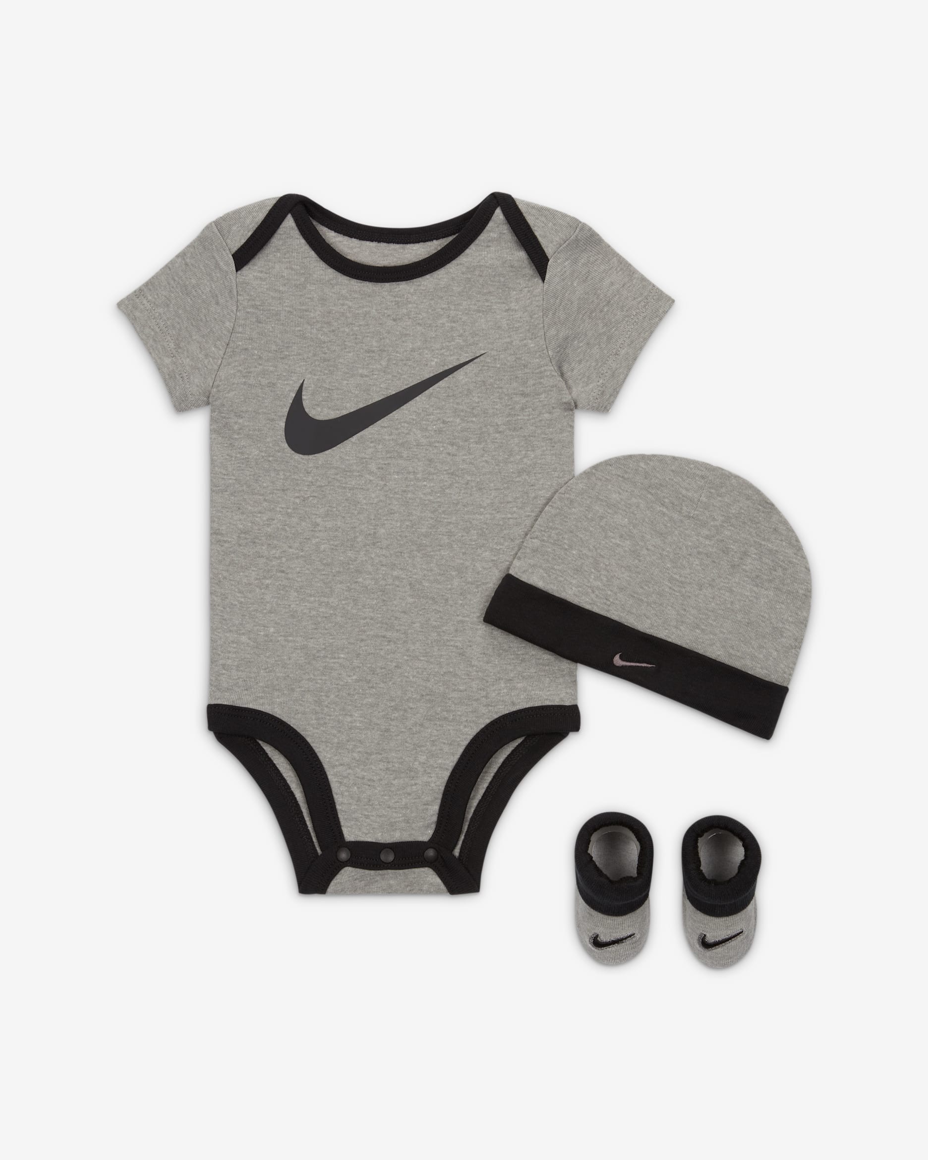 Nike Baby Swoosh 3-Piece Boxed Set - Grey/Black