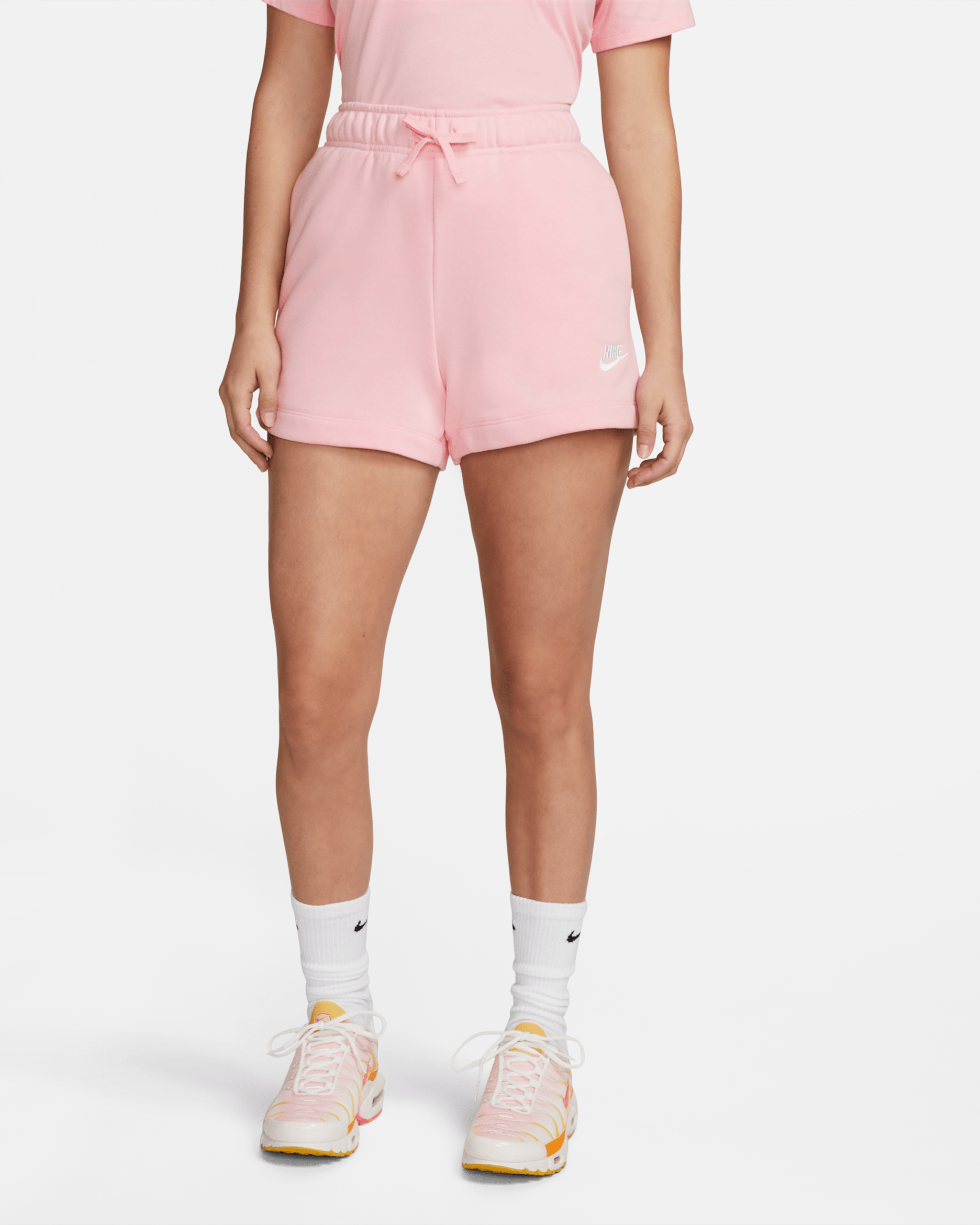 Nike Sportswear Club Fleece Women's Mid-Rise Shorts - Medium Soft Pink/White