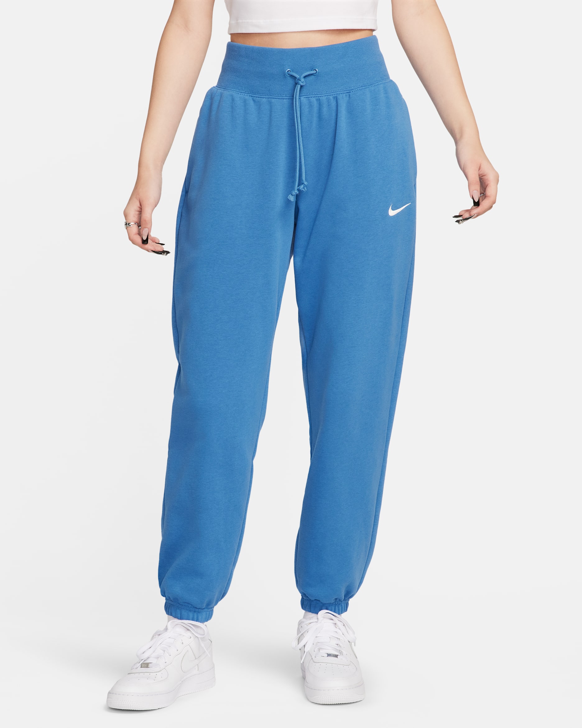 Nike Sportswear Phoenix Fleece Women's High-Waisted Oversized French Terry Tracksuit Bottoms - Star Blue/Sail