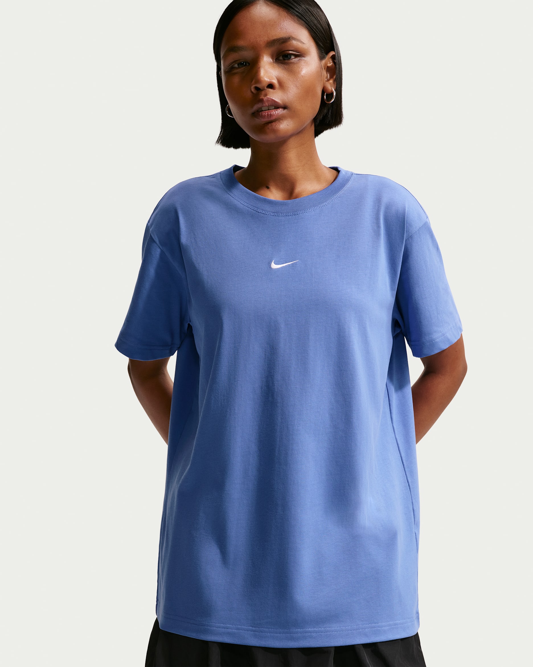 Nike Sportswear Women's Oversized Short-Sleeve T-Shirt - Light Medium Blue/White