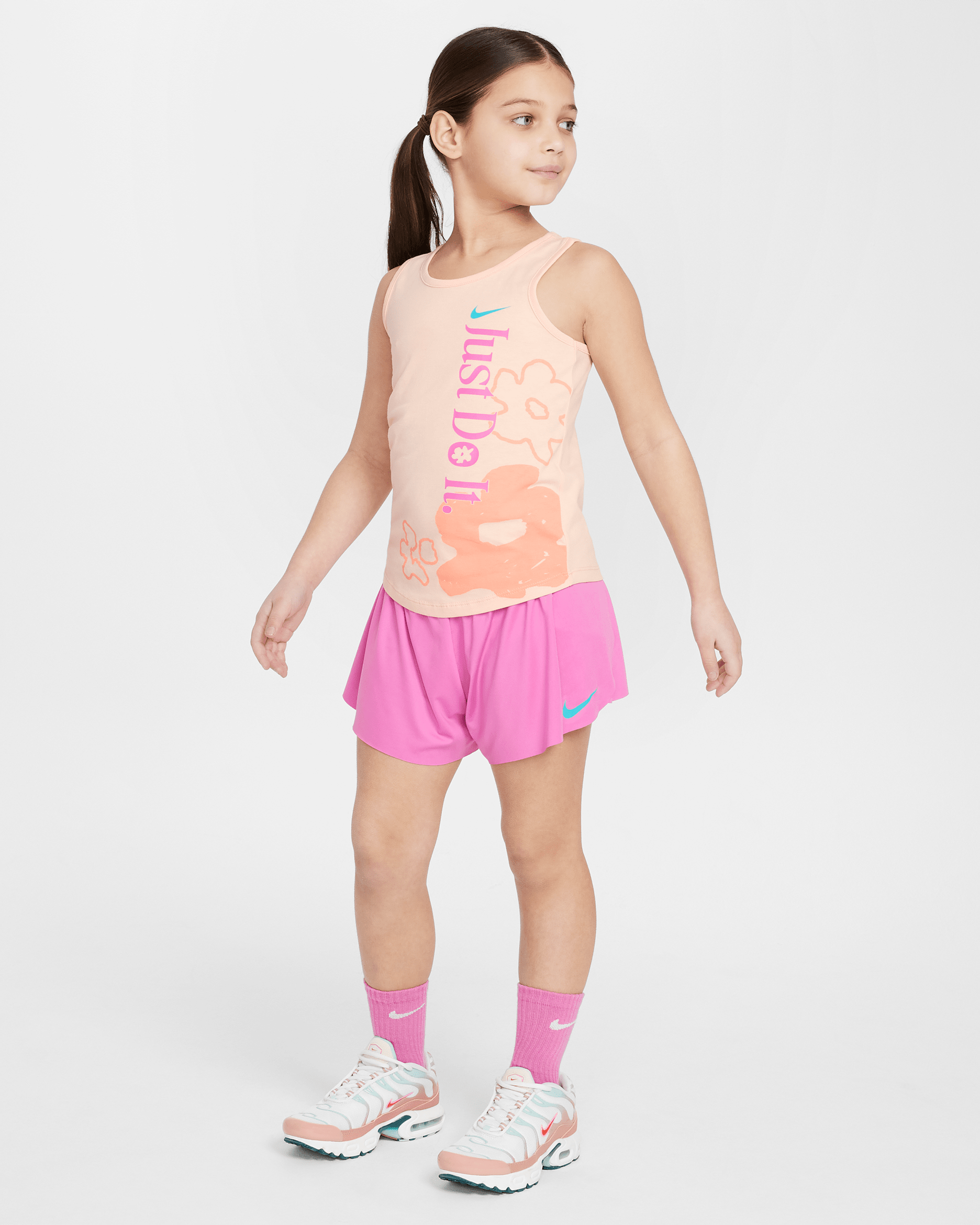 Nike Dri-FIT Little Kids' Wild Flower 2-Piece Tank and Mesh Shorts Set - Playful Pink