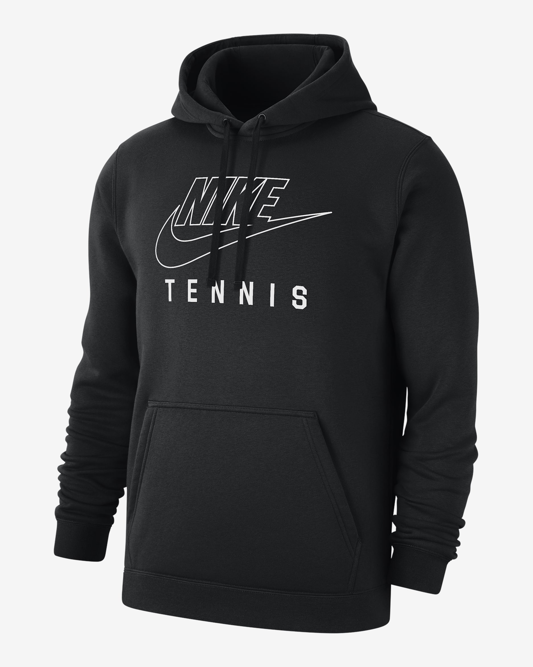 Sudadera con gorro sin cierre de tenis para hombre Nike Swoosh Club Fleece - Negro