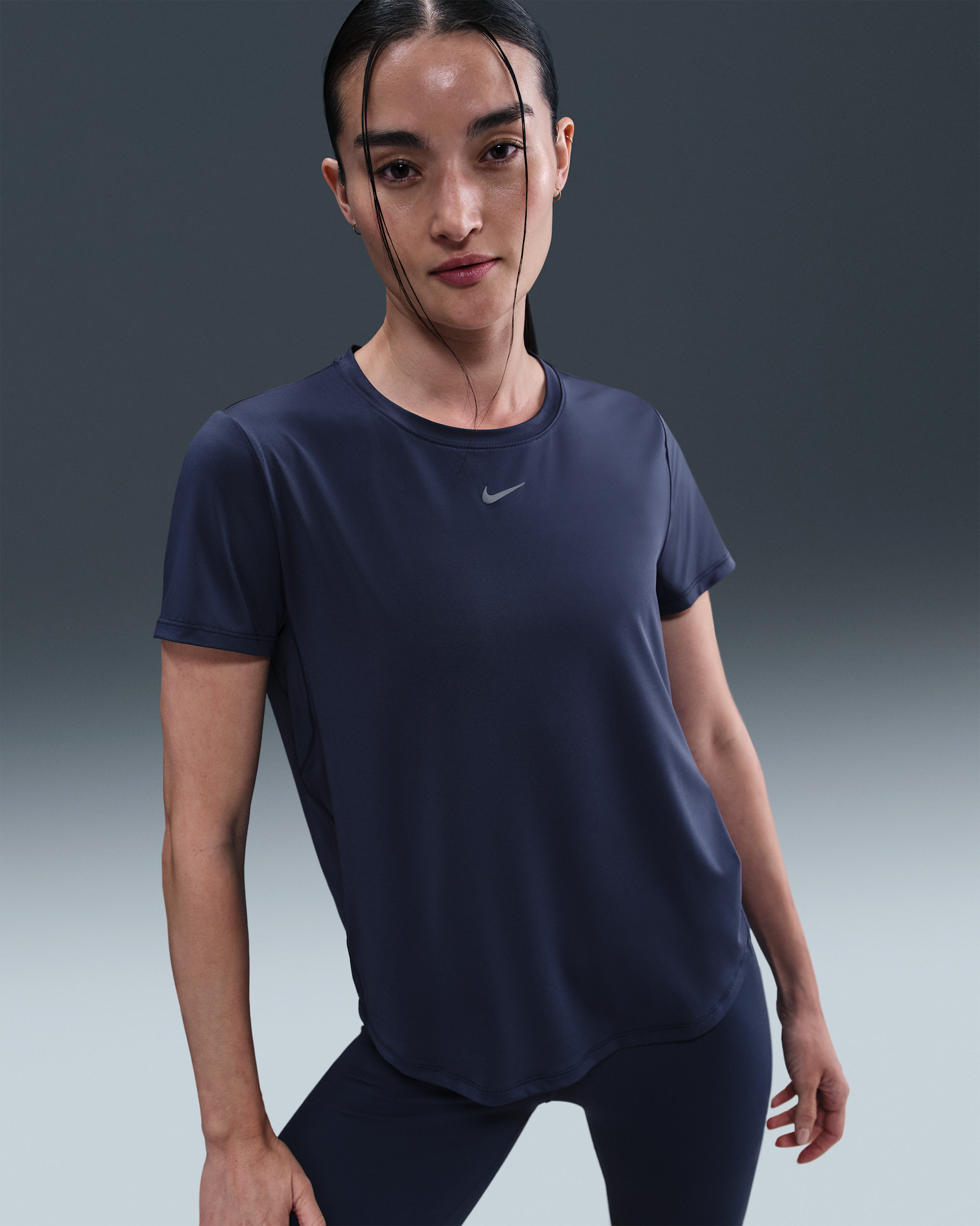 Nike One Classic Women's Dri-FIT Short-Sleeve Top - Midnight Navy/White