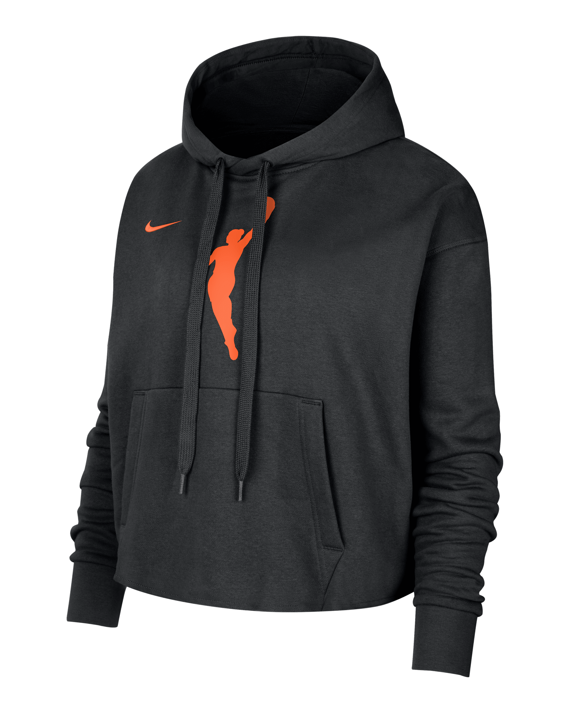 Team 13 Courtside Women's Nike WNBA Cropped Pullover Hoodie - Black/Brilliant Orange/Brilliant Orange