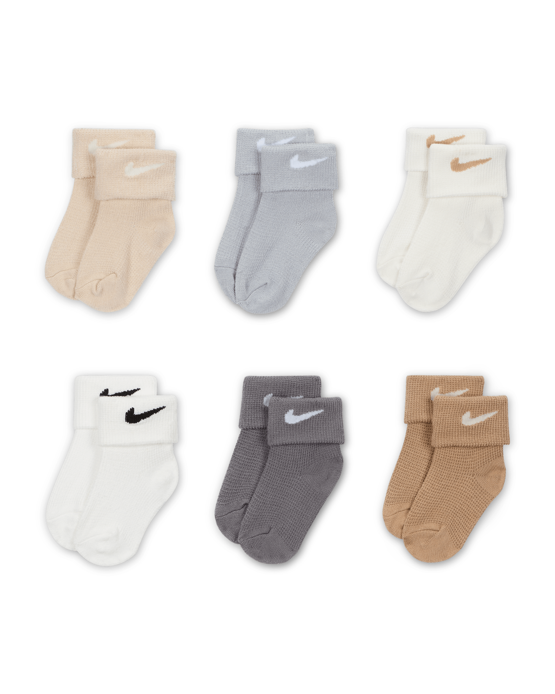 Nike Baby Waffle Knit Socks (6 Pairs) - Sanddrift