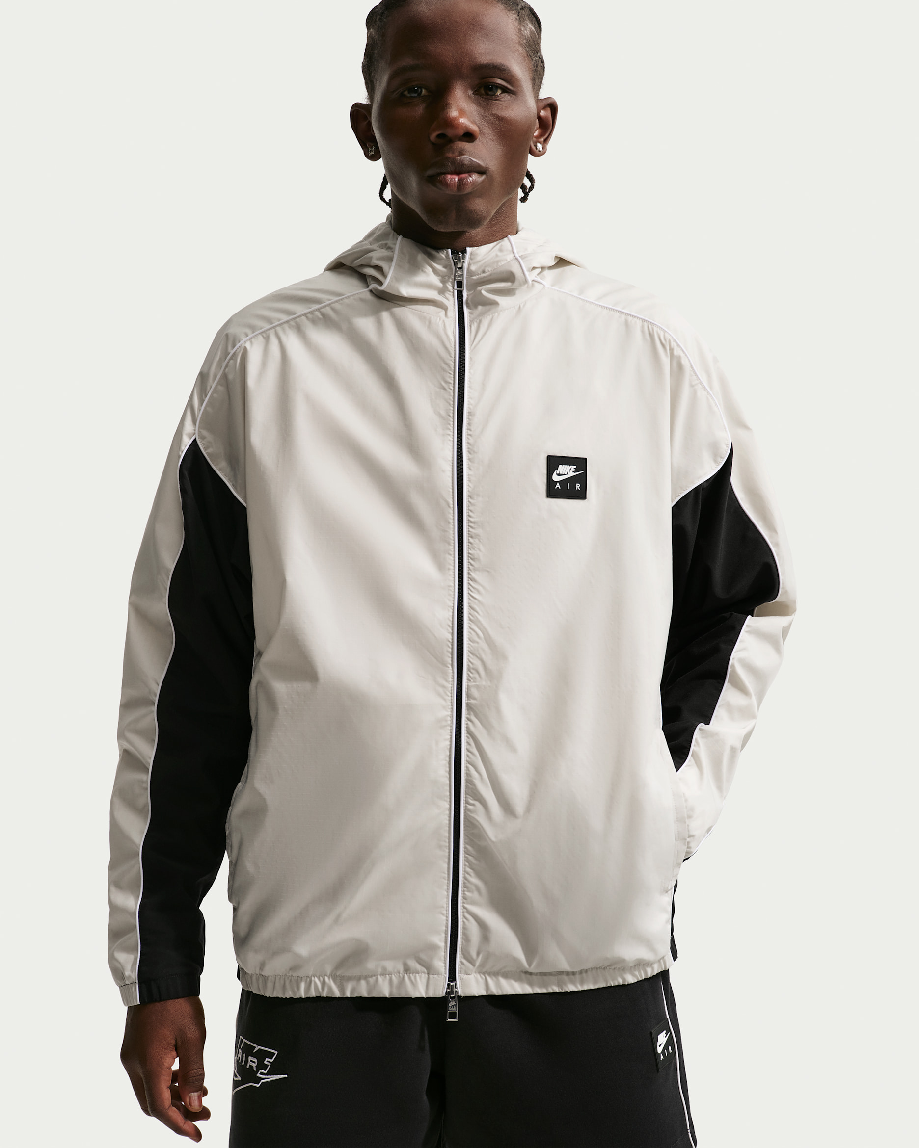 Nike Air Men's Full-Zip Hybrid Utility Jacket - Light Bone/Black/White