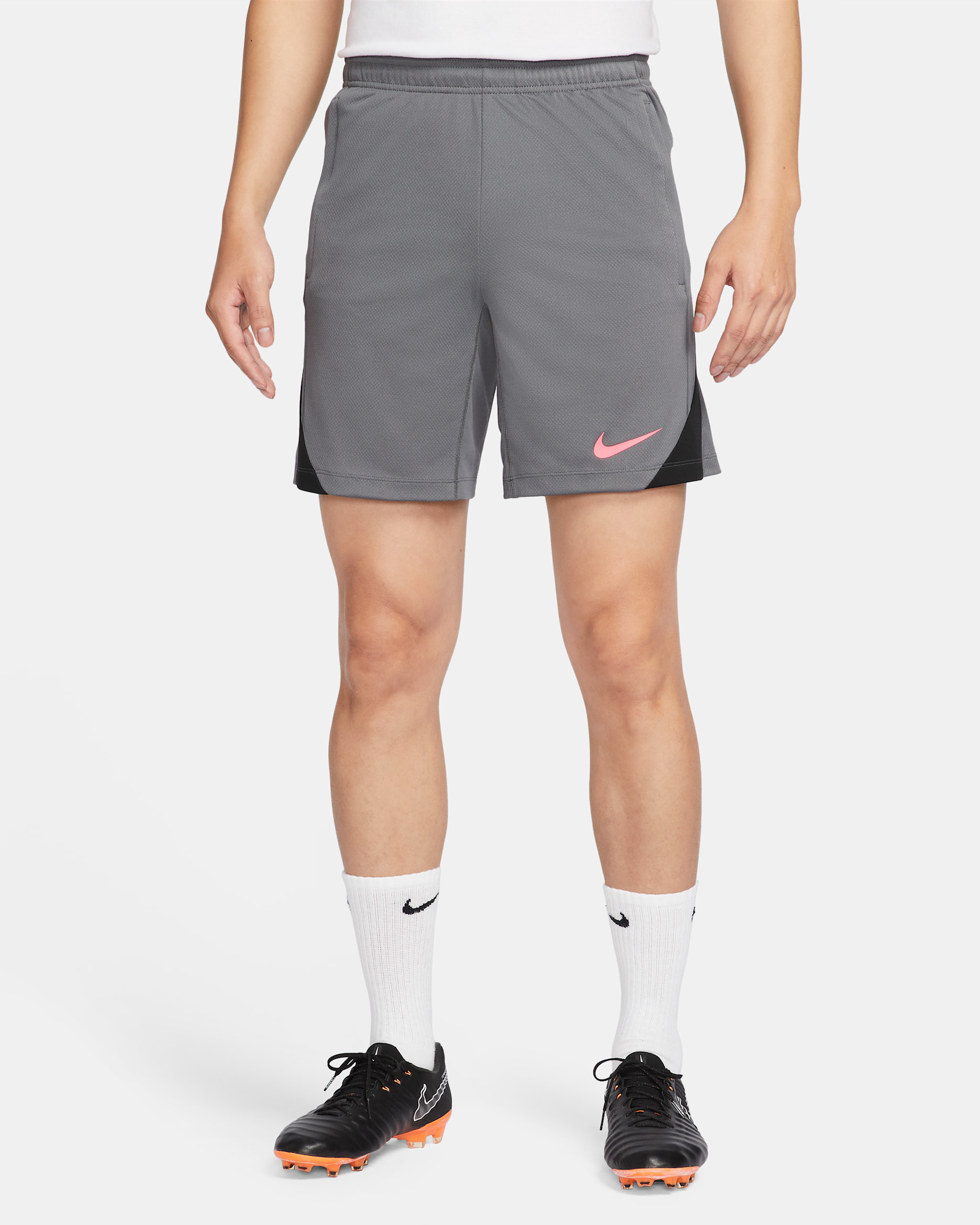 กางเกงฟุตบอลขาสั้น Dri-FIT ผู้ชาย Nike Strike - Iron Grey/Iron Grey/ดำ/Sunset Pulse