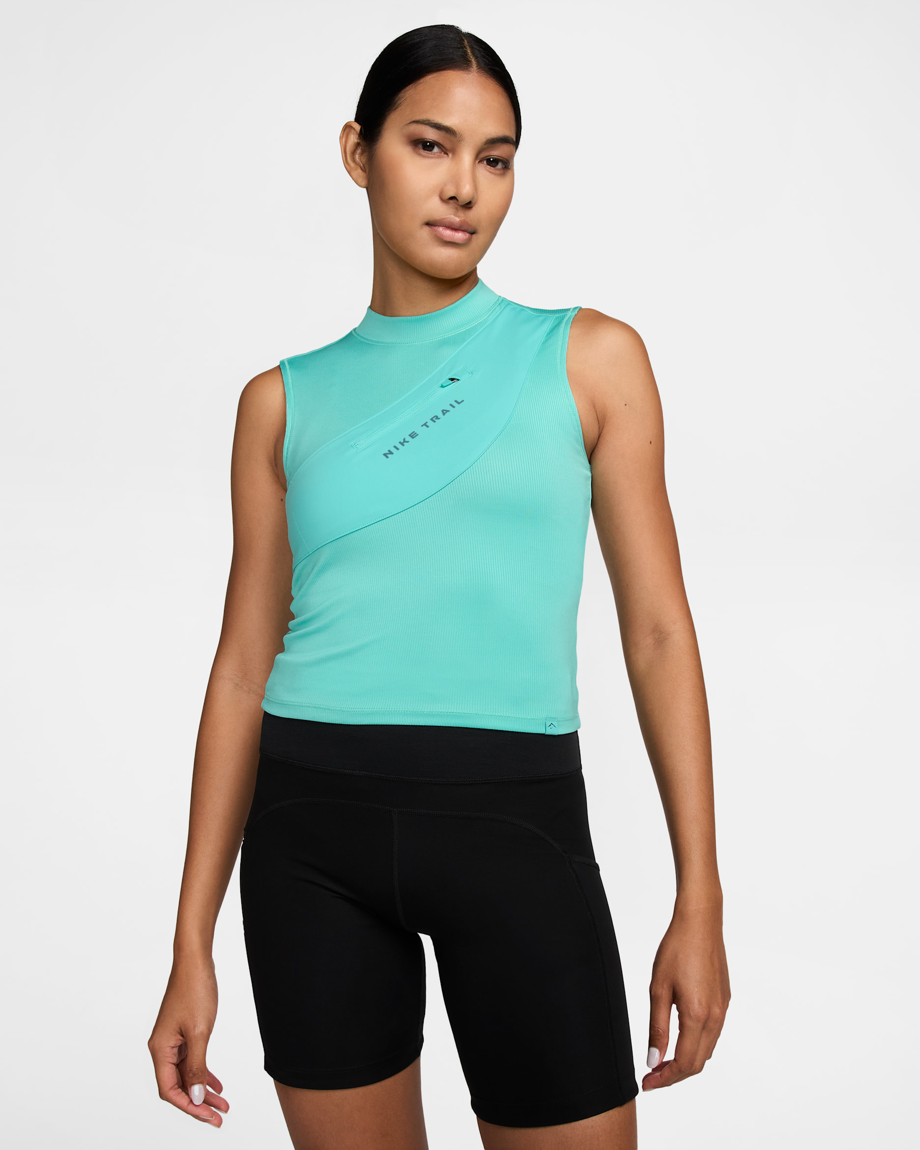 ナイキ トレイル ウィメンズ Dri-FIT ストレージ ランニングタンクトップ - グリーンフロスト/スモーキーブルー