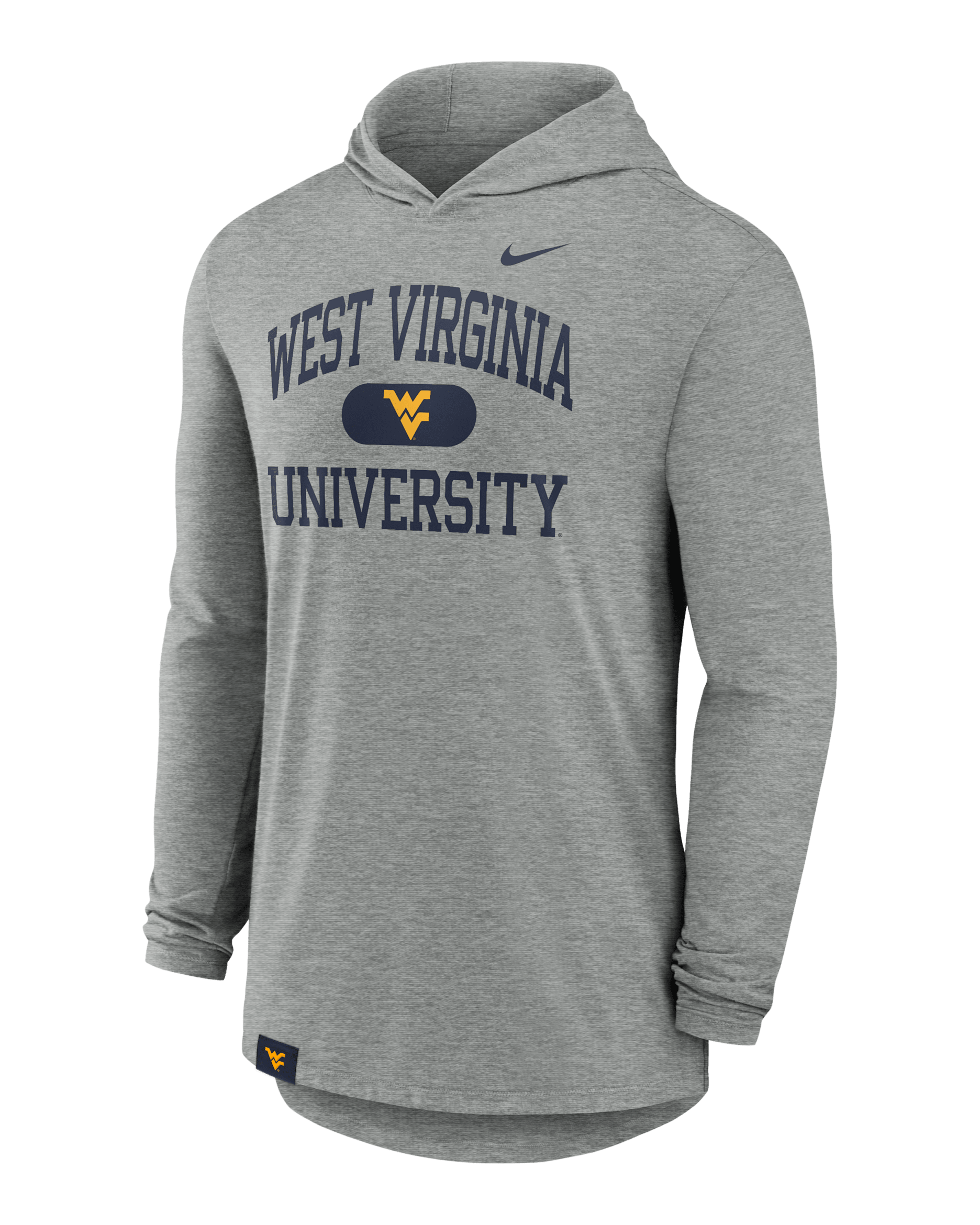 West Virginia Mountaineers Blitz Men's Nike Dri-FIT College Long-Sleeve Hooded T-Shirt - Grey Heather