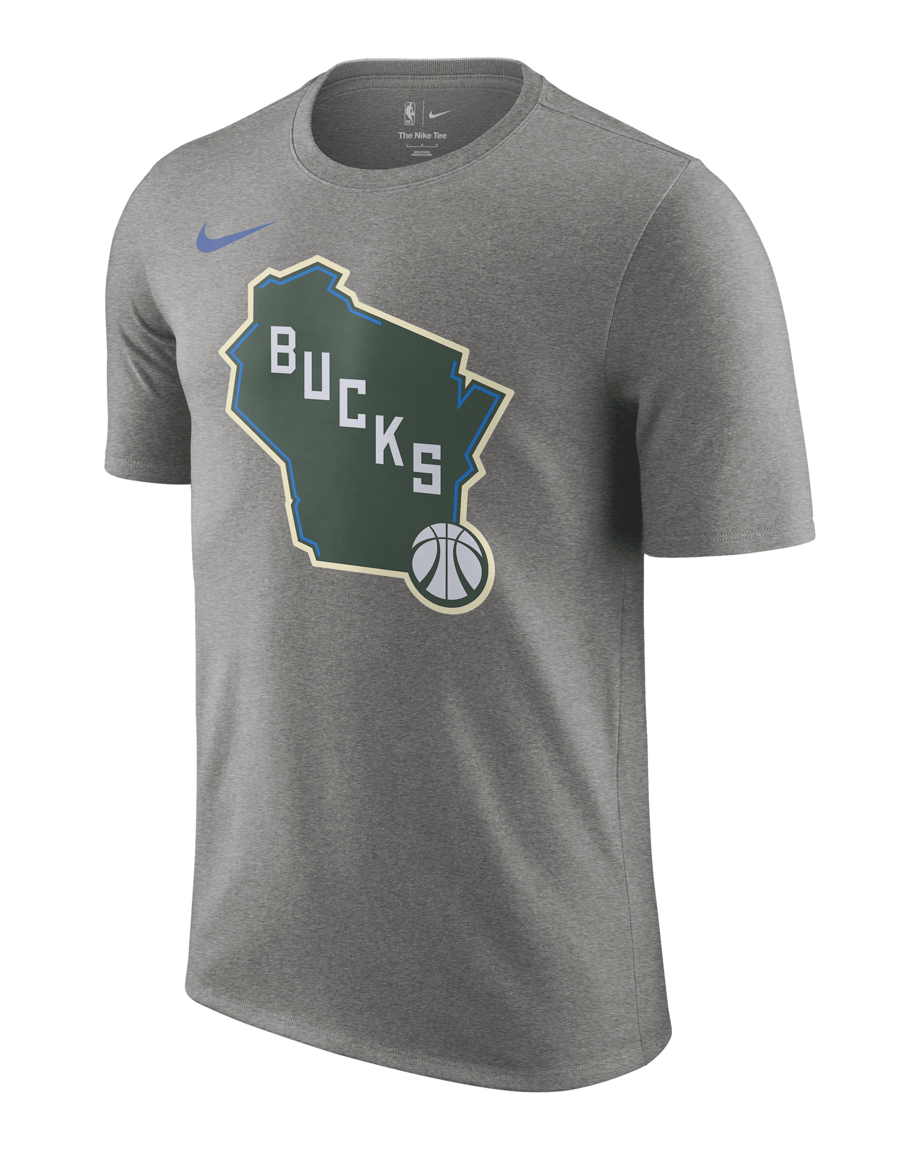 Playera Nike NBA para hombre Milwaukee Bucks Essential City Edition - Gris oscuro jaspeado