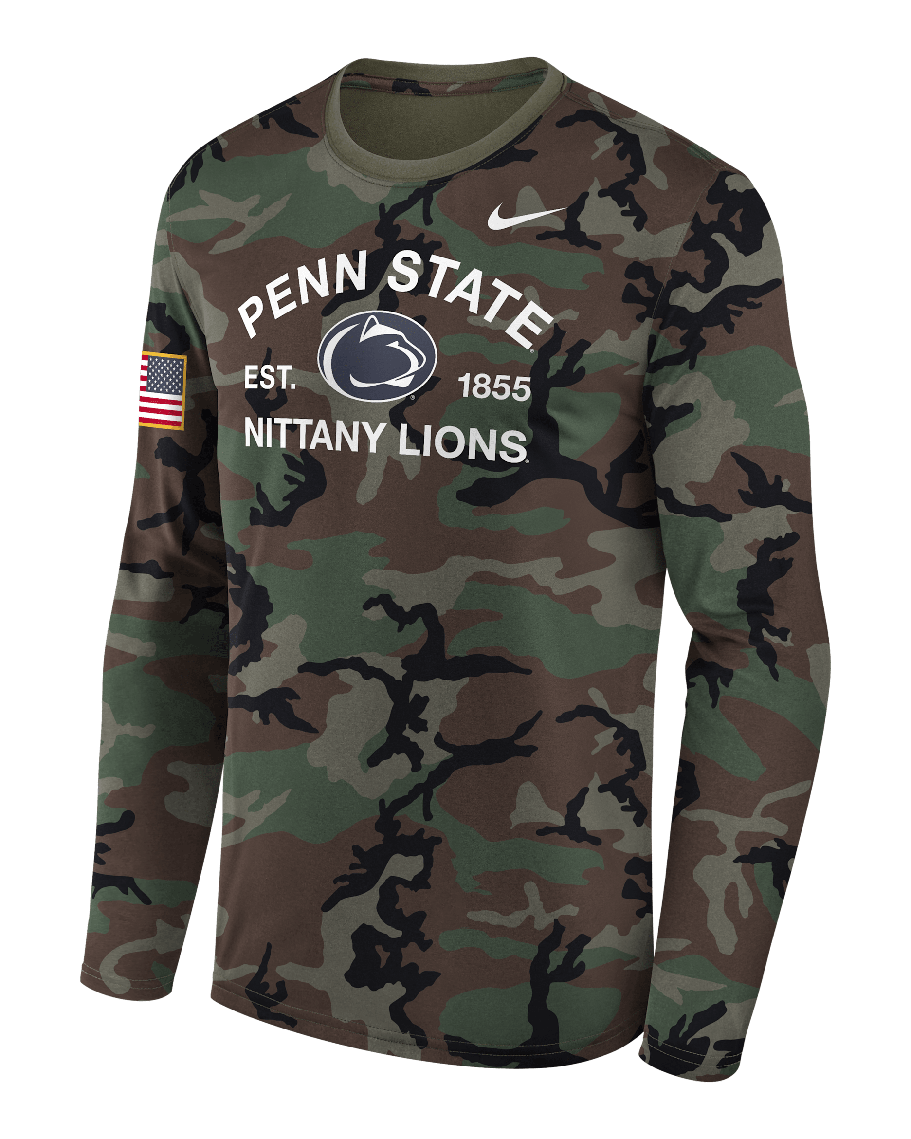 Penn State 2025 Military Appreciation Legend Men's Nike Dri-FIT College Long-Sleeve T-Shirt - Olive