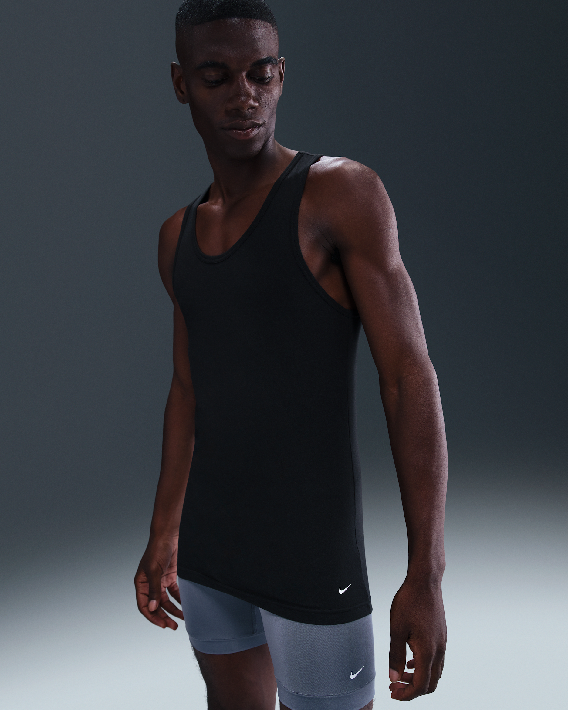 Nike Dri-FIT Essential Cotton Stretch Men's Slim Fit Tank Undershirt (2-Pack) - Black