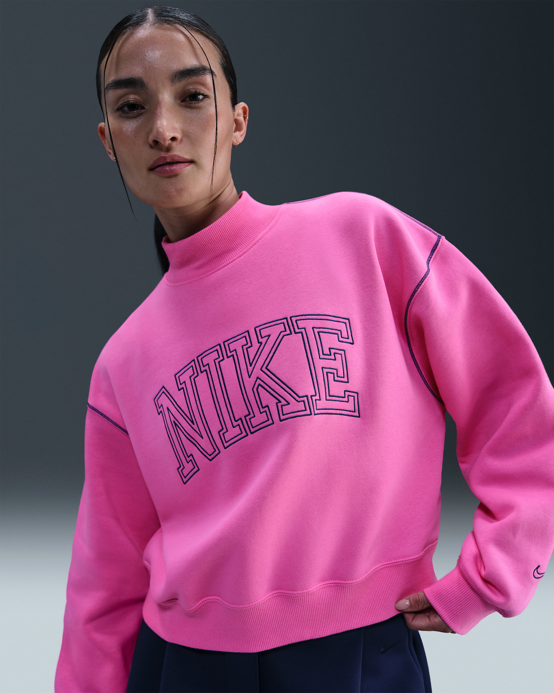 Nike Sportswear Phoenix Fleece Women's Mock-Neck Sweatshirt - Playful Pink