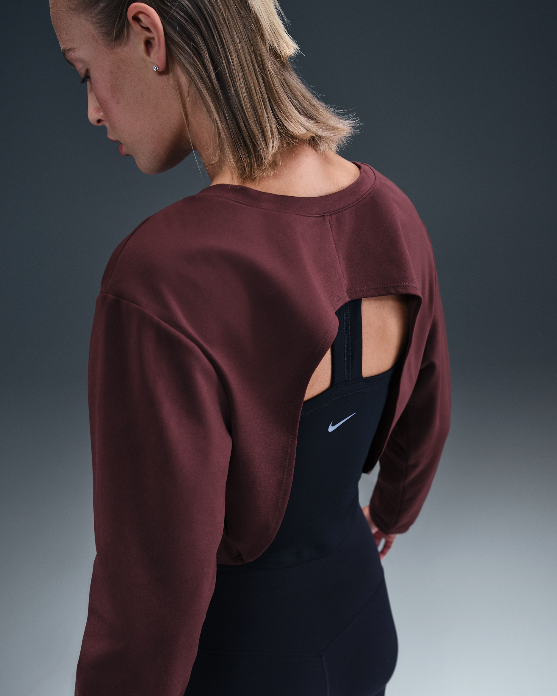 Nike One Women's Dri-FIT Mid Layer - Burgundy Crush/White