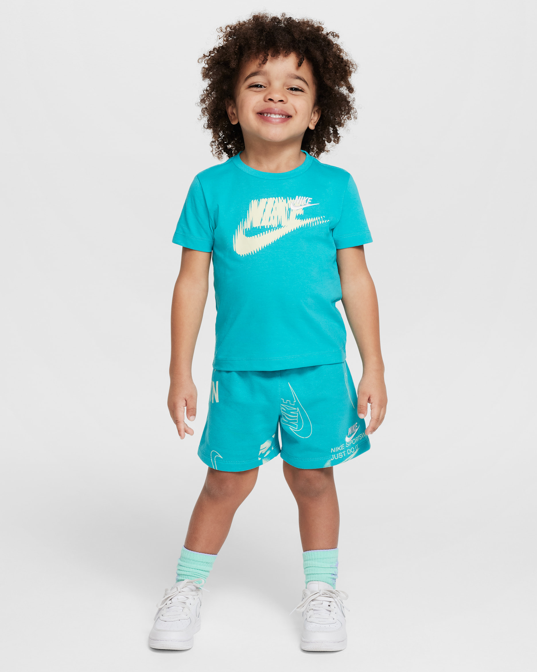 Conjunto de shorts Energy de dos piezas infantil Nike - Cactus empolvado