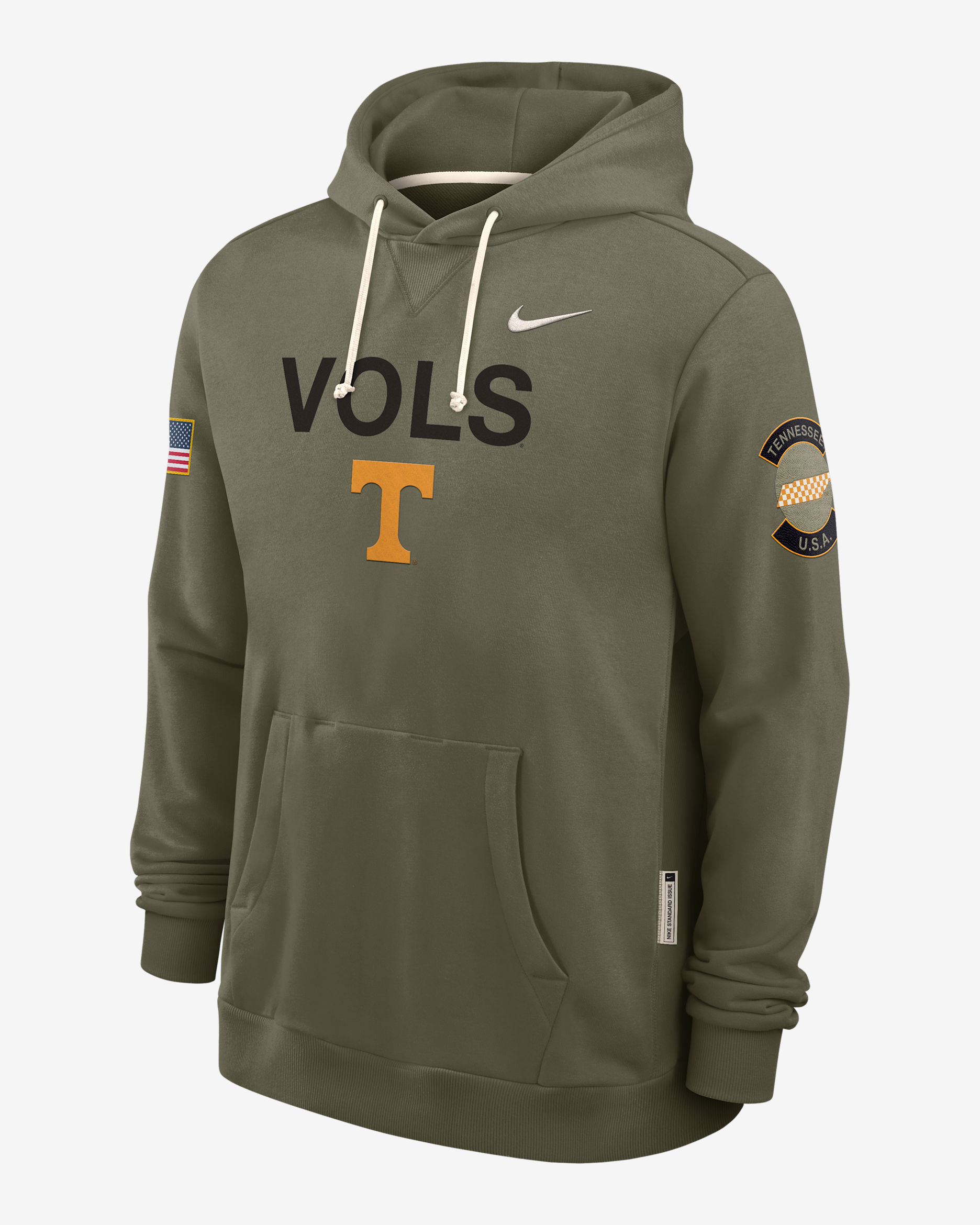 Tennessee 2025 Military Appreciation Men's Nike Dri-FIT College Pullover Hoodie - Olive