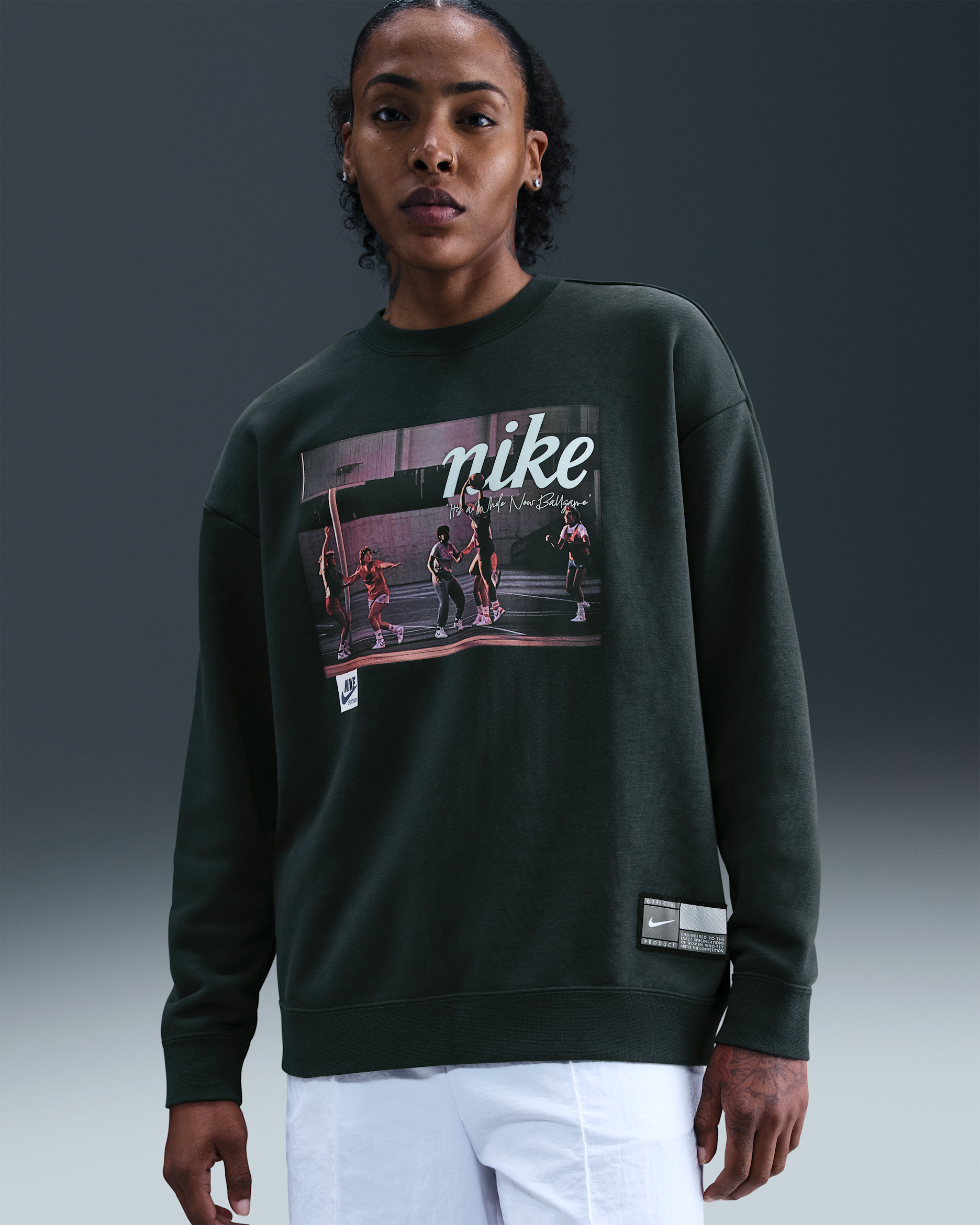 Nike Club Fleece Women's Loose Crew - Seaweed