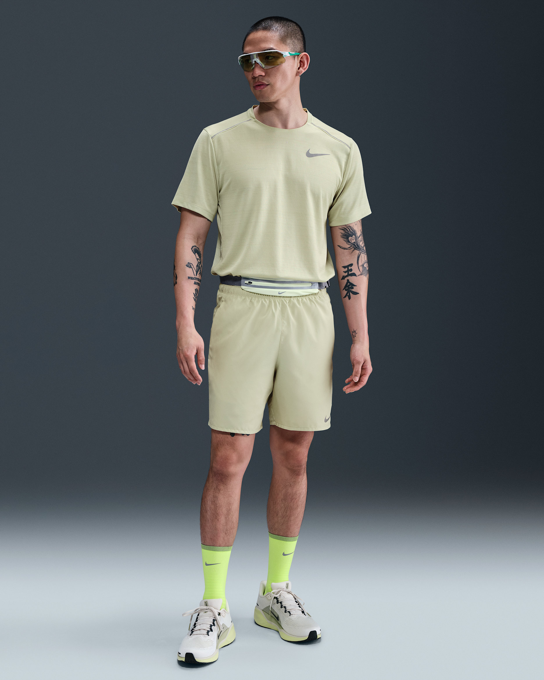 Nike Challenger Men's Brief-Lined Running Shorts - Olive Aura