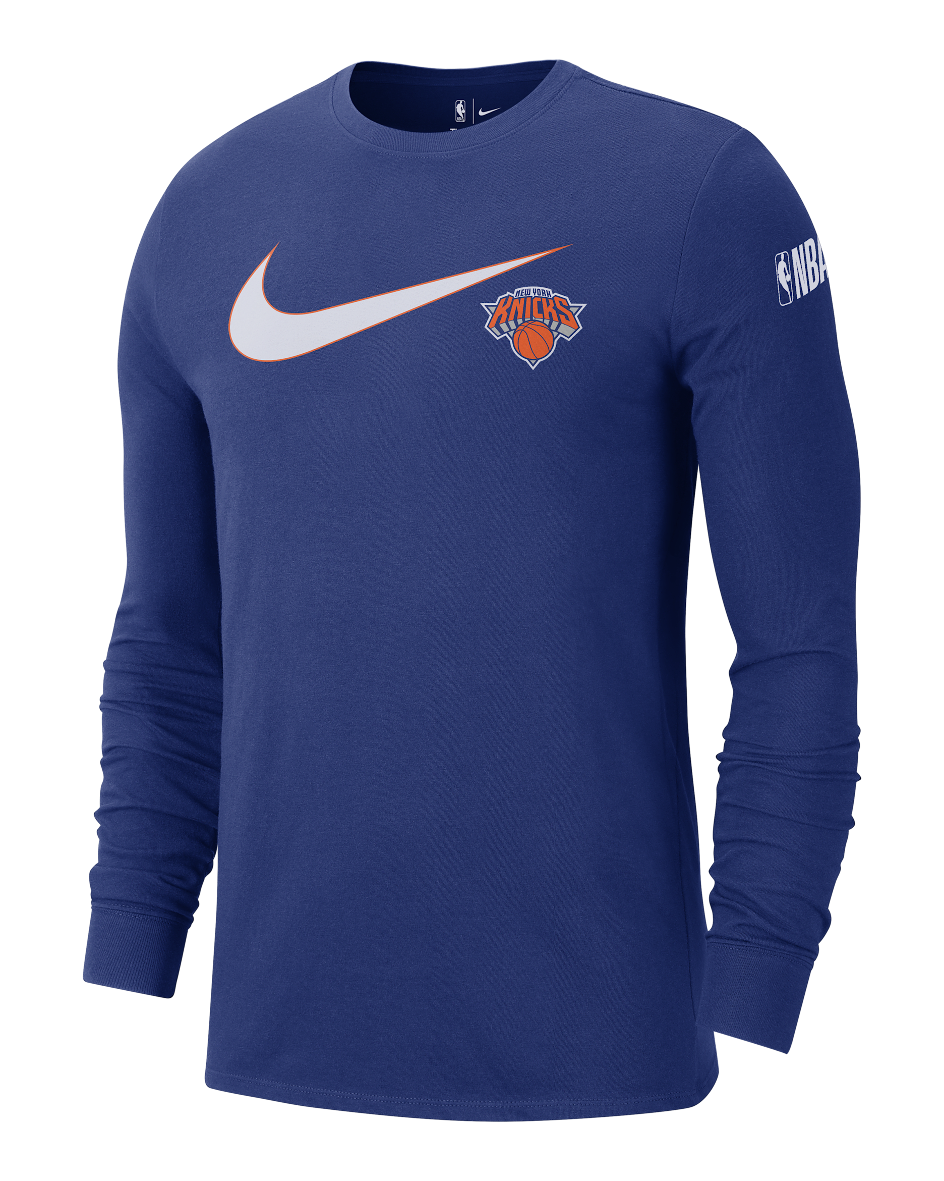 Playera de manga larga Nike de la NBA para hombre New York Knicks Swoosh Essential - Azul enérgico