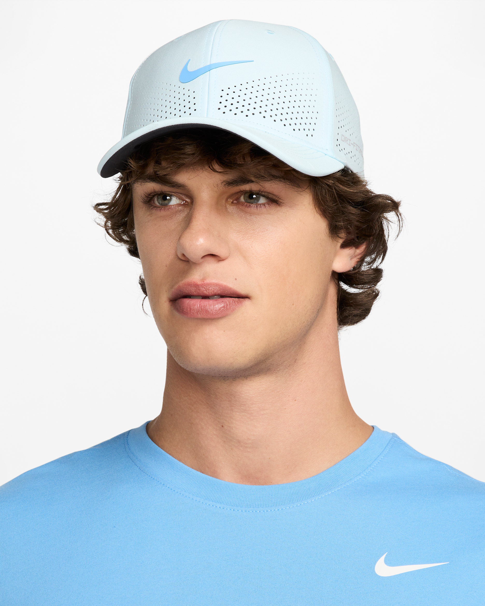Gorra SwooshFlex estructurada Nike Dri-FIT ADV Rise - Azul glacial/Antracita/Azul universitario