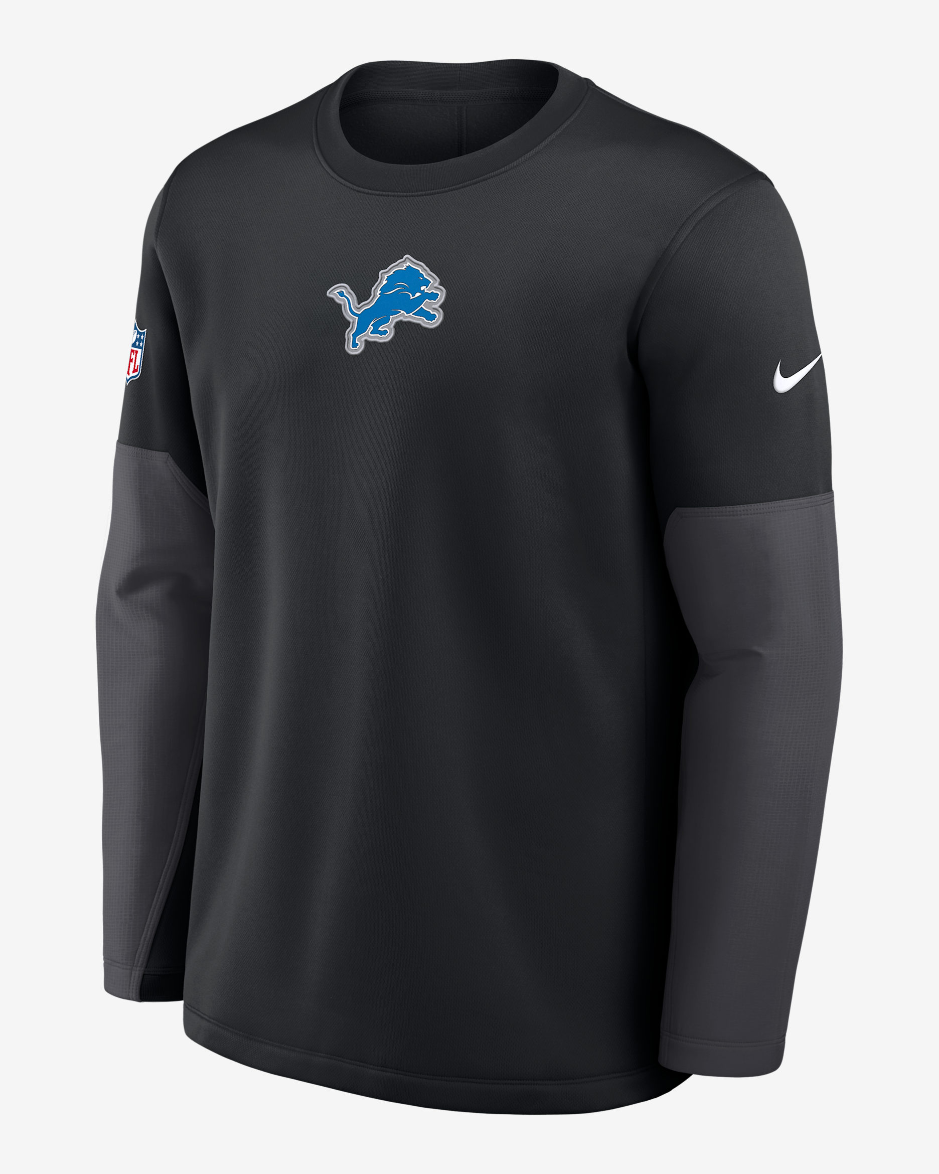 Playera de manga larga Nike Therma-FIT de la NFL para hombre Detroit Lions Scripted To Win Sideline Coach - Negro