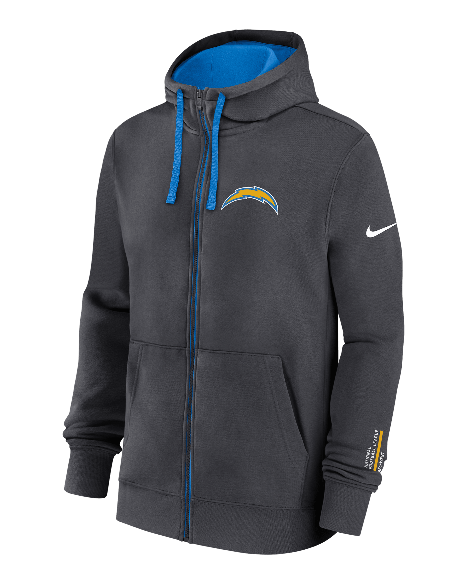 Los Angeles Chargers Playbook Page Club Men's Nike NFL Full-Zip Hoodie - Anthracite