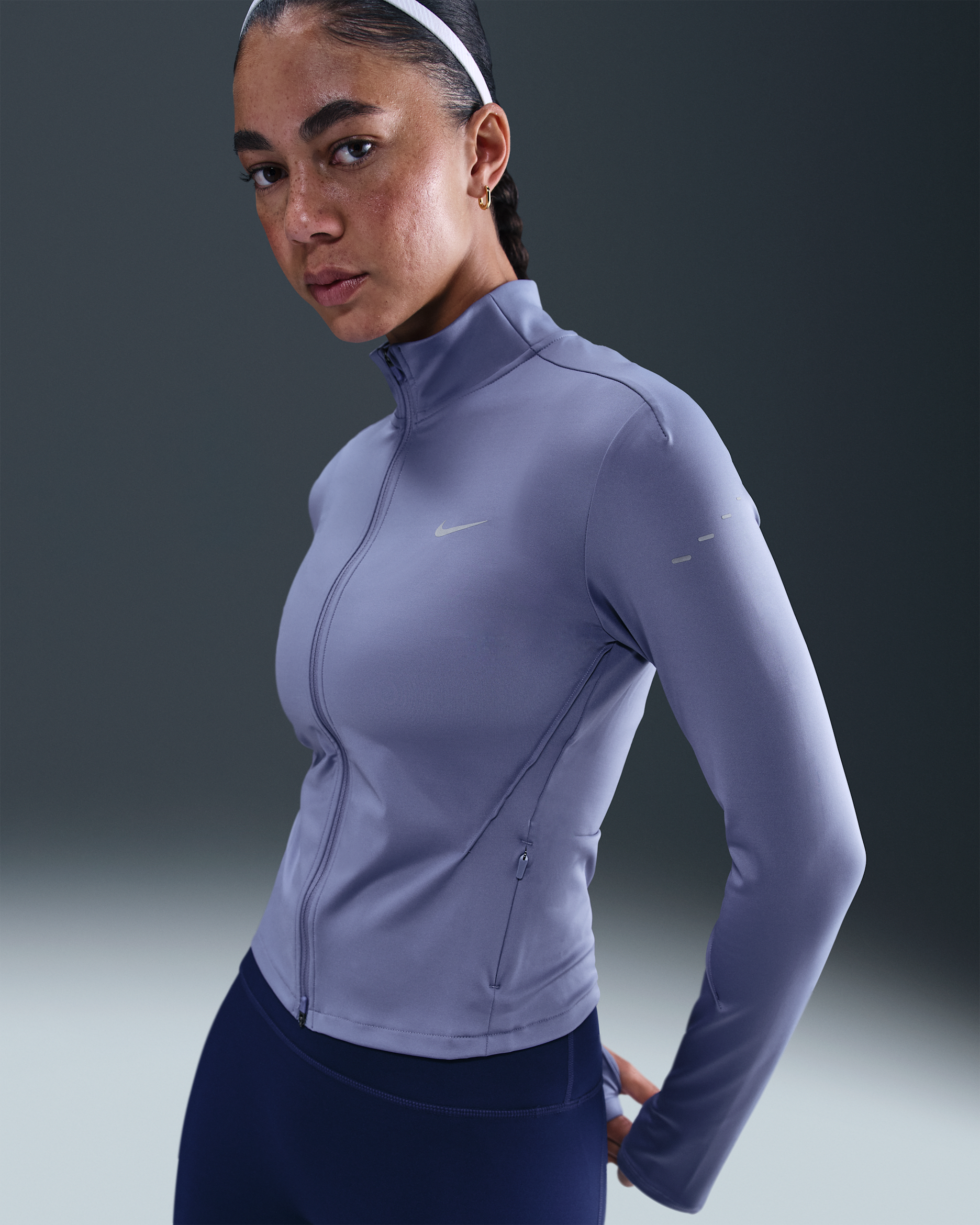 Nike Swift Capa intermedia de running con cremallera completa Dri-FIT - Mujer - World Indigo