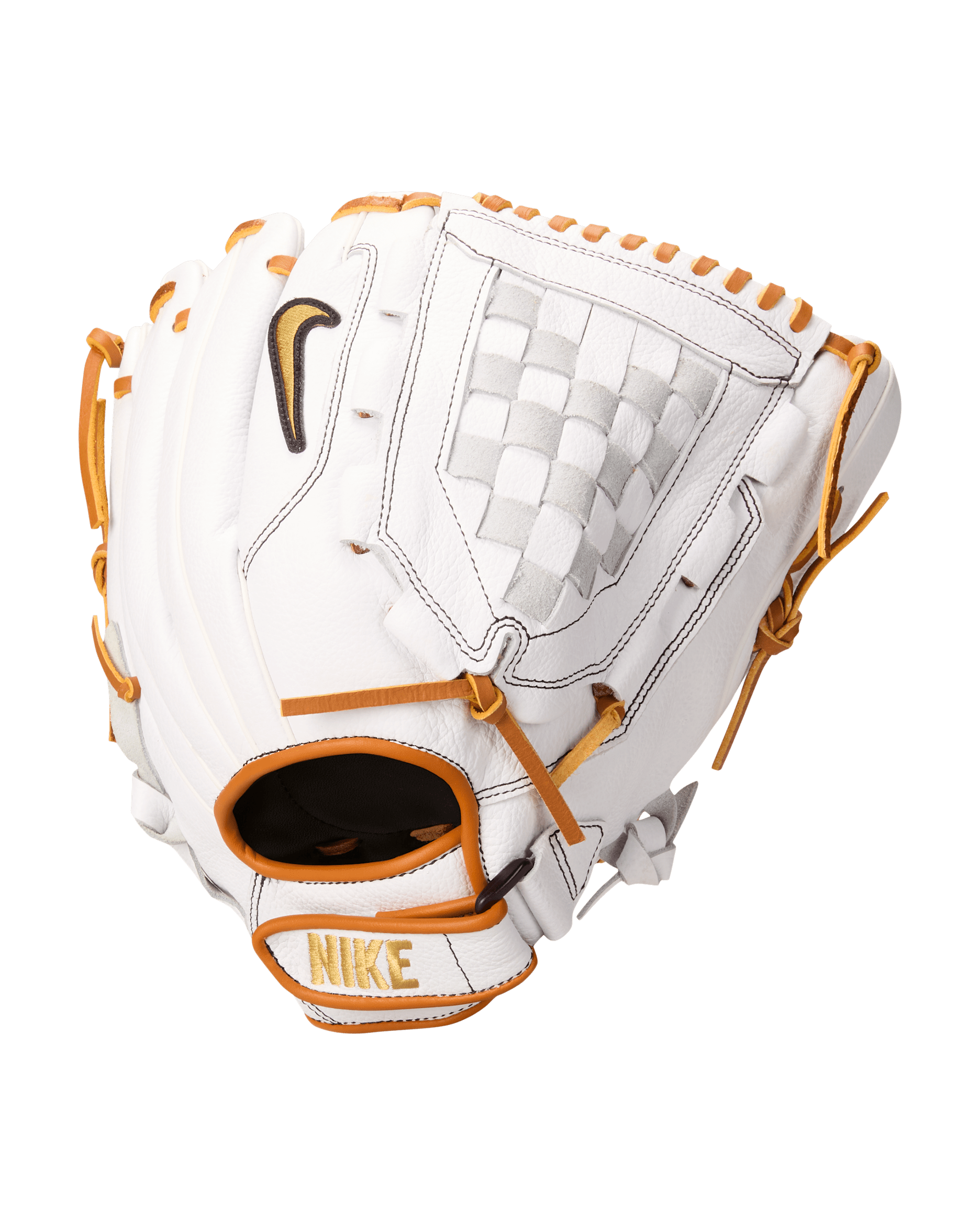 Nike Hyperdiamond Edge Softball Fielding Glove - White/Cinder Orange/Metallic Gold