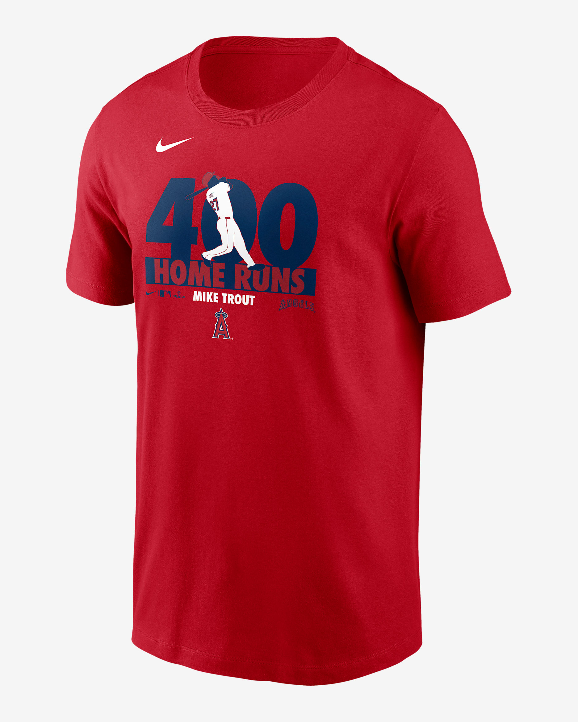 Mike Trout Los Angeles Angels 400 Home Runs Men's Nike MLB T-Shirt - Red