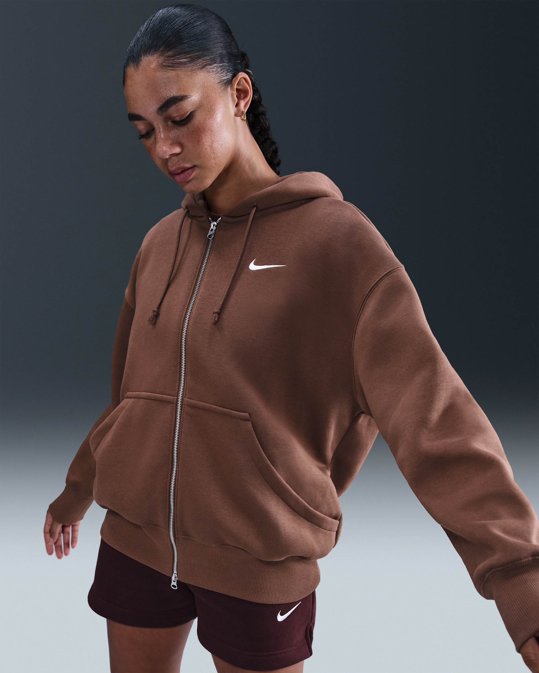 Nike Sportswear Phoenix Fleece Women's Oversized Full-Zip Hoodie - Fauna Brown/Sail