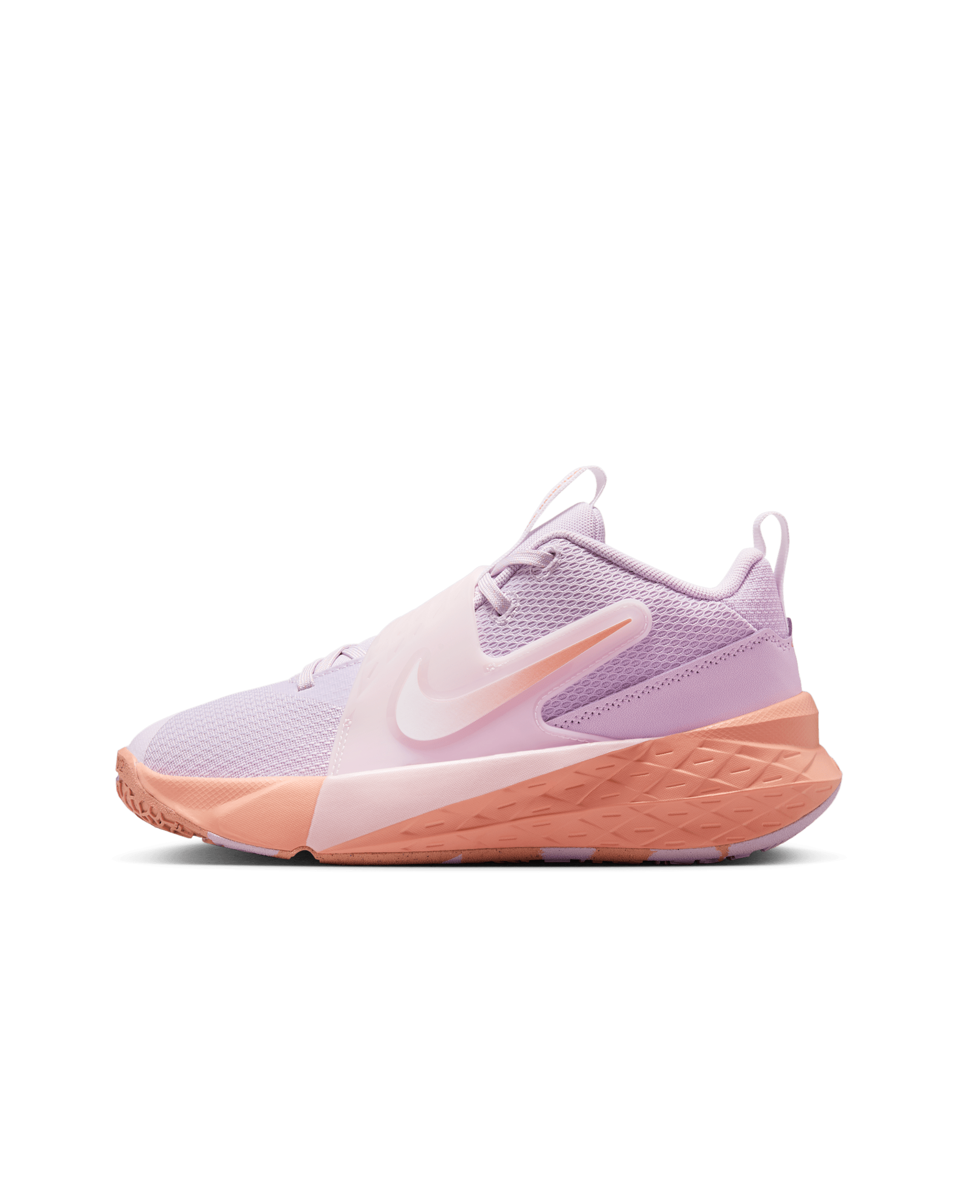 Nike Team Hustle D 12 Big Kids' Basketball Shoes - Doll/Pearl Pink/White/Apricot Agate