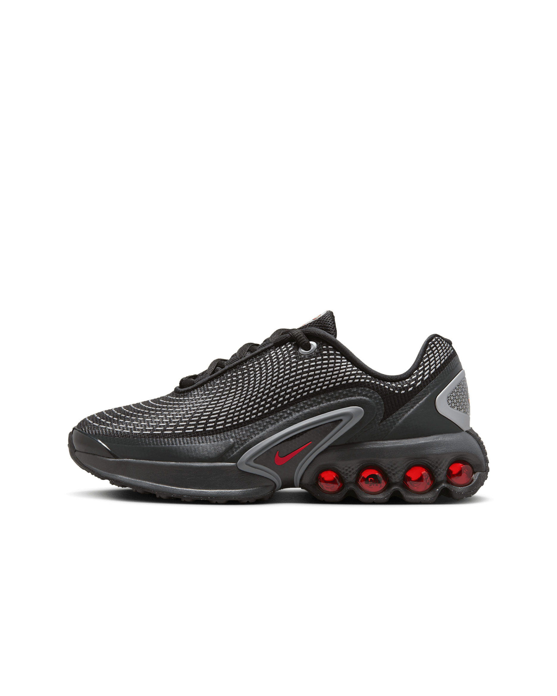 Nike Air Max Dn sko til store barn - Svart/Svart/Metallic Silver/University Red