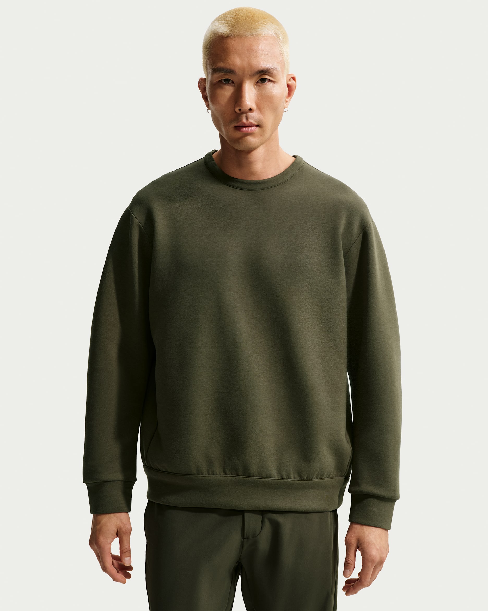 Pánská mikina Dri-FIT Nike 24.7 ImpossiblySoft s kulatým výstřihem - Cargo Khaki/Sequoia