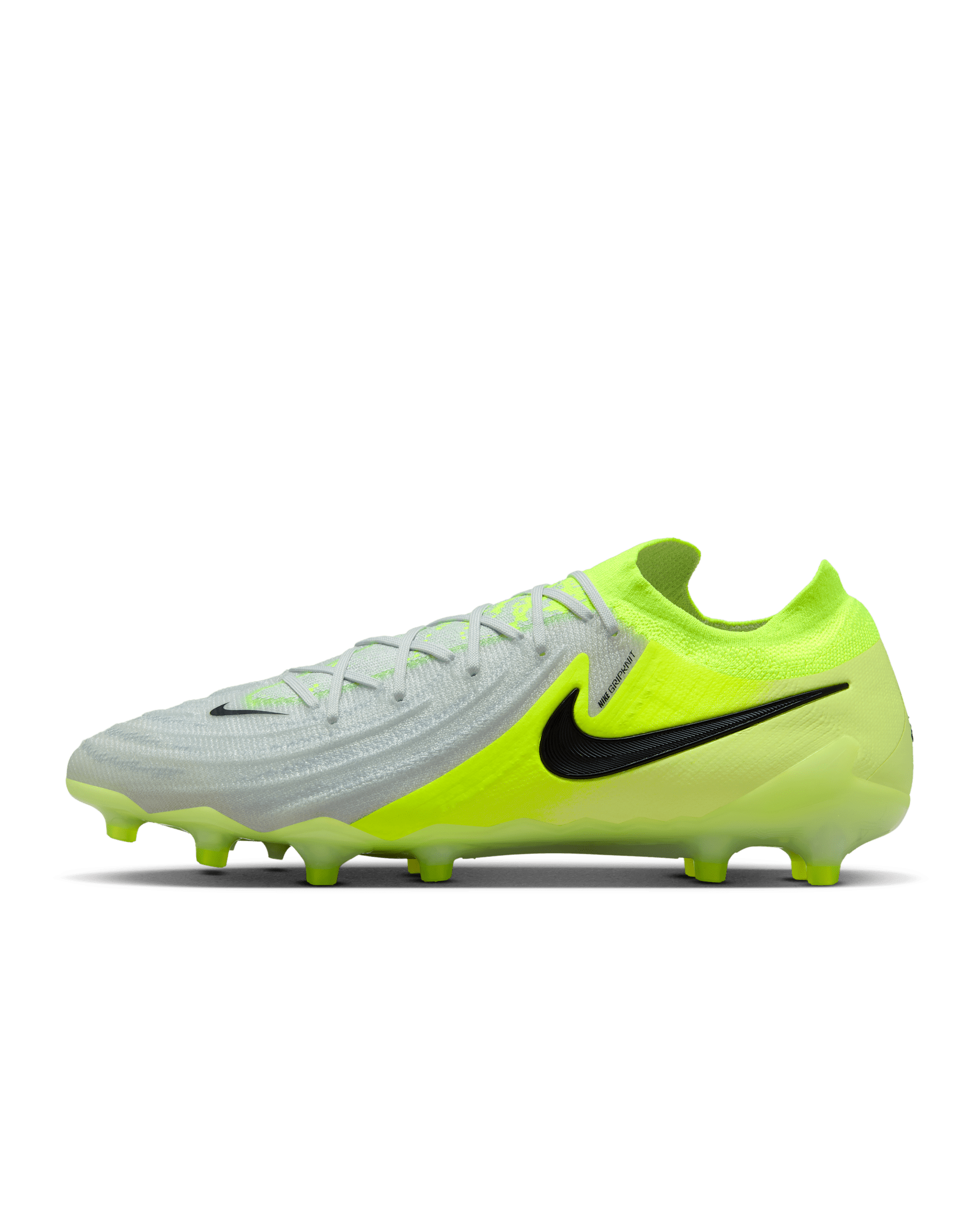 Nike Phantom GX 2 Elite Artificial-Grass Low-Top Soccer Cleats - Metallic Silver/Volt/Black