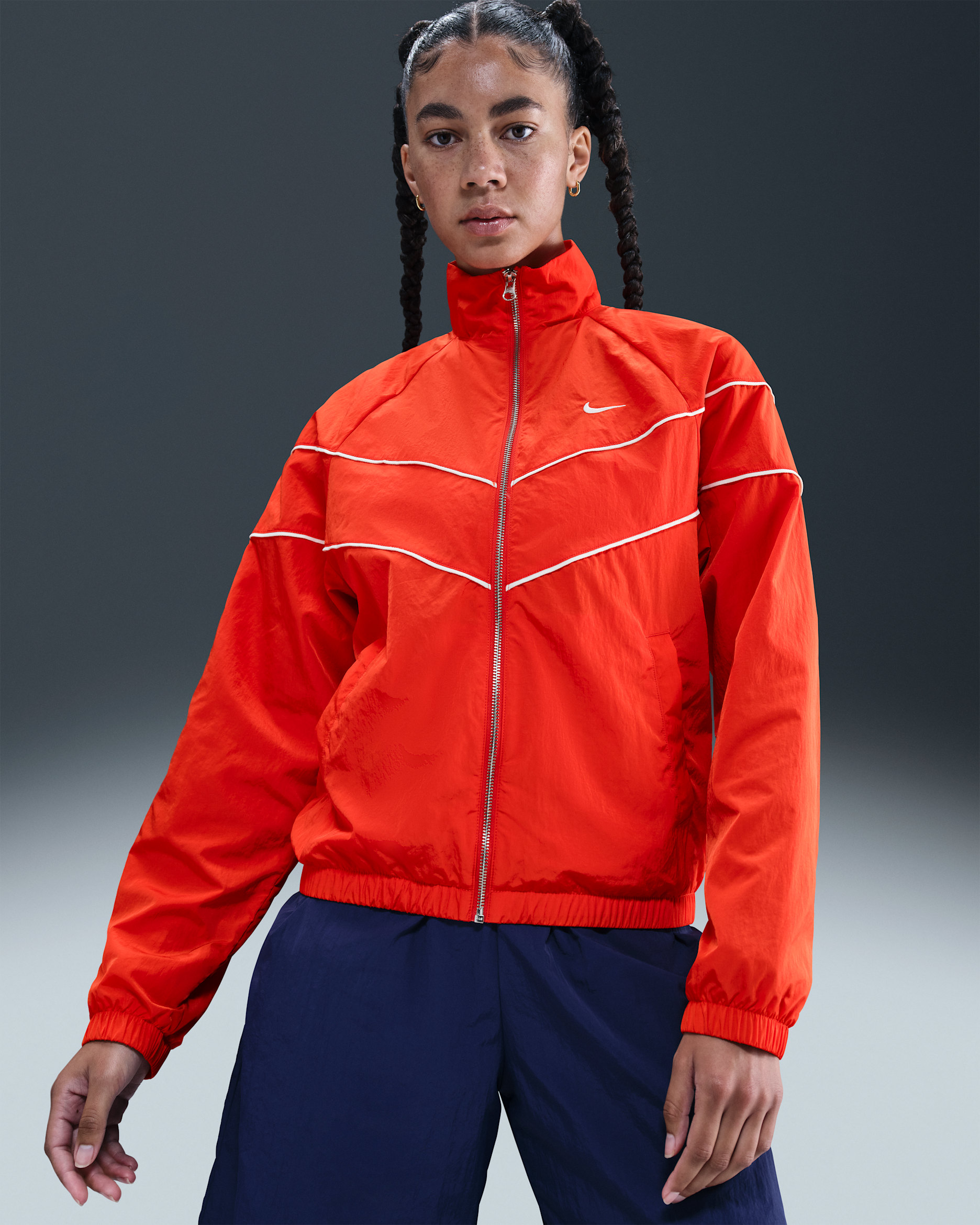 Nike Windrunner Women's Loose UV Woven Full-Zip Jacket - Picante Red/Sail/Sail