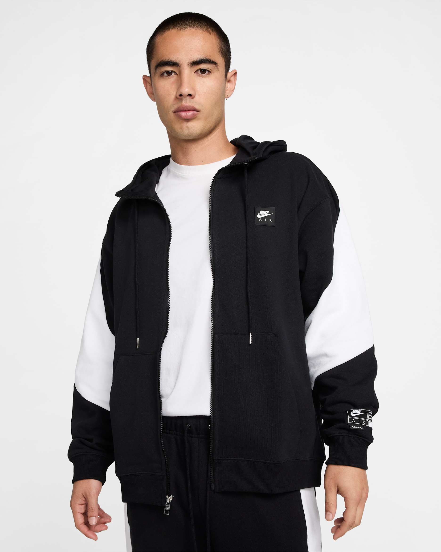 Nike Air Men's Full-Zip Fleece Hoodie - Black/White/White