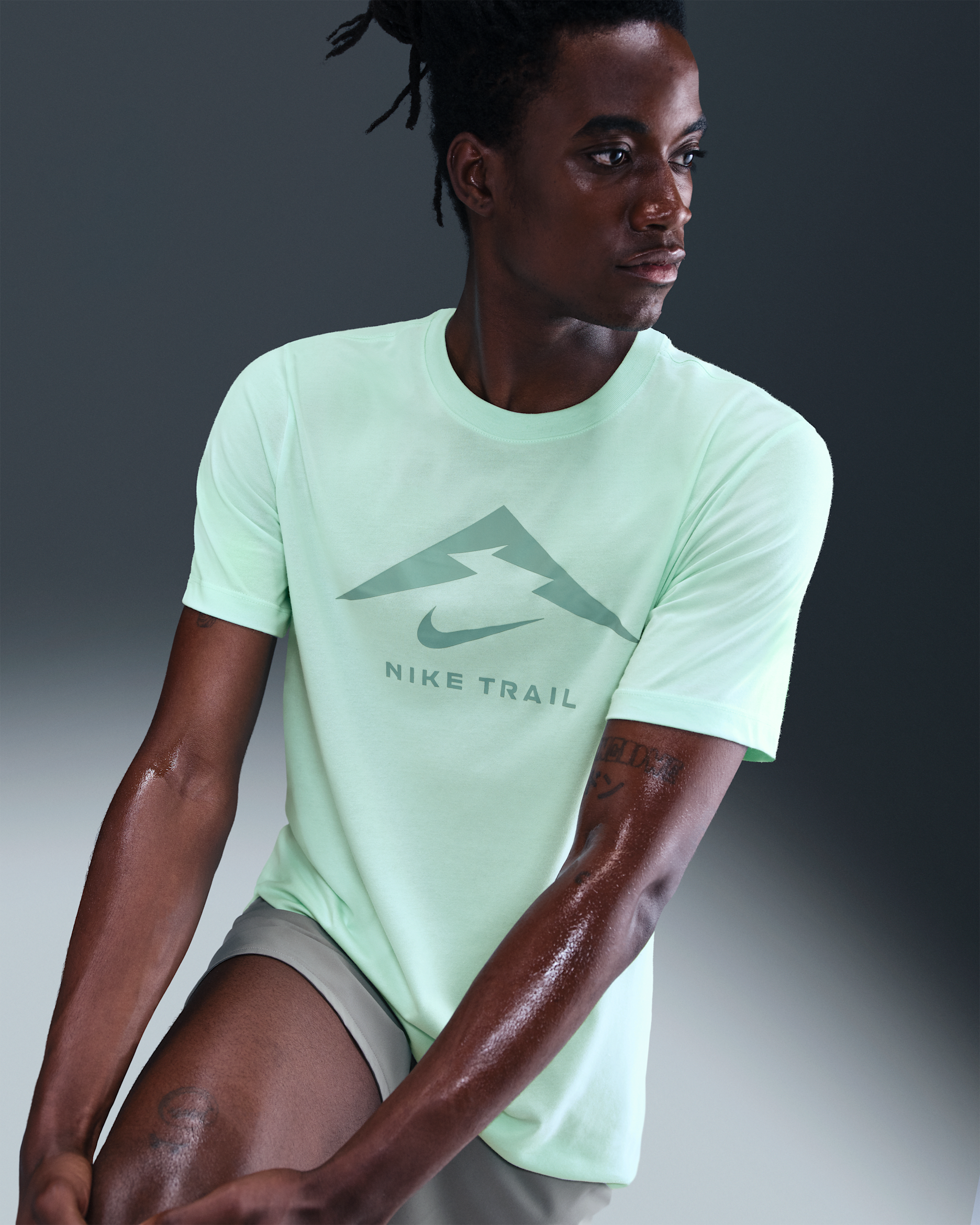 Nike Dri-FIT Men's Trail Running T-Shirt - Mint Foam/Cannon