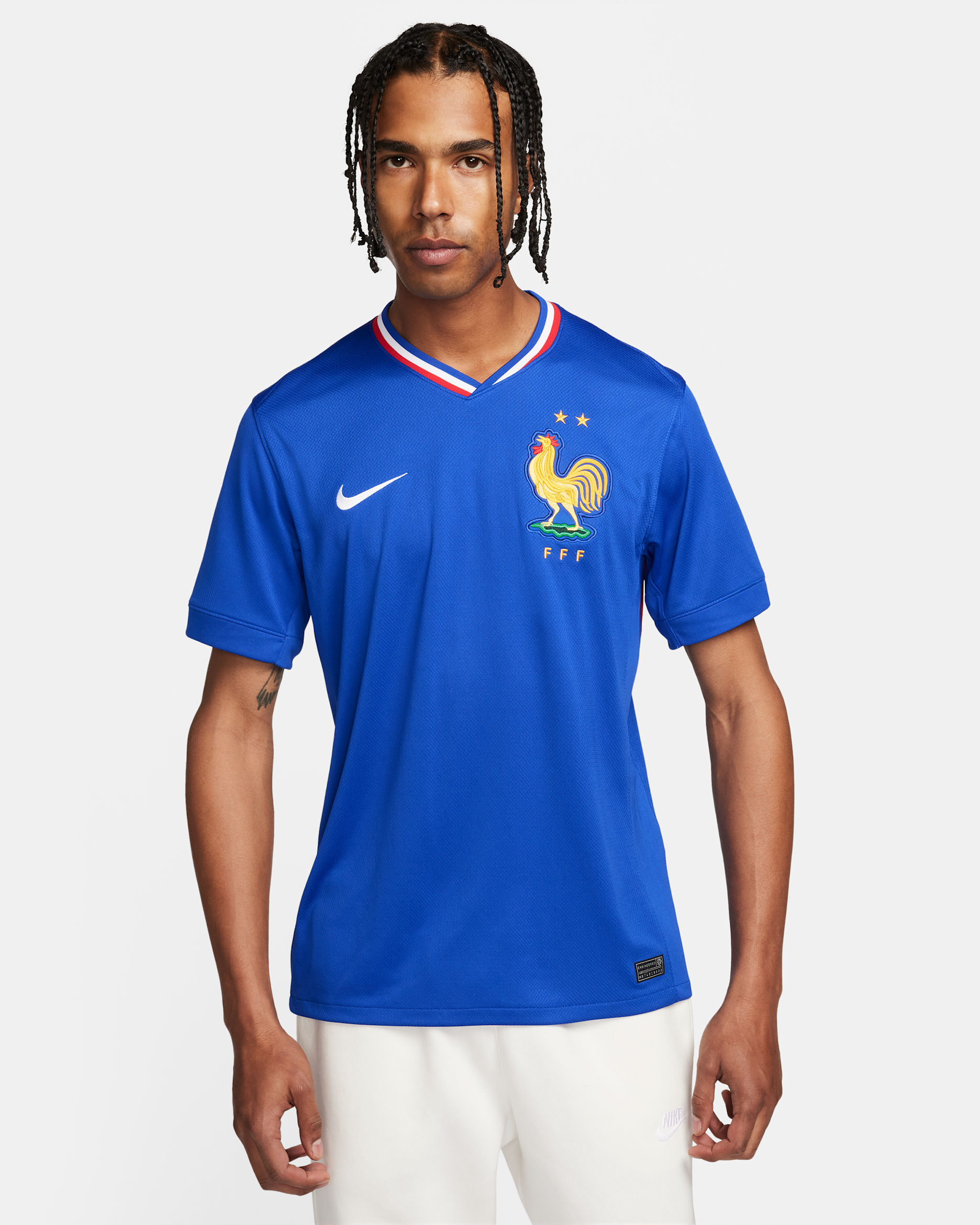 FFF (メンズ チーム) 2024/25 スタジアム ホーム メンズ ナイキ Dri-FIT サッカー レプリカ ユニフォーム - ブライトブルー/ユニバーシティレッド/ホワイト