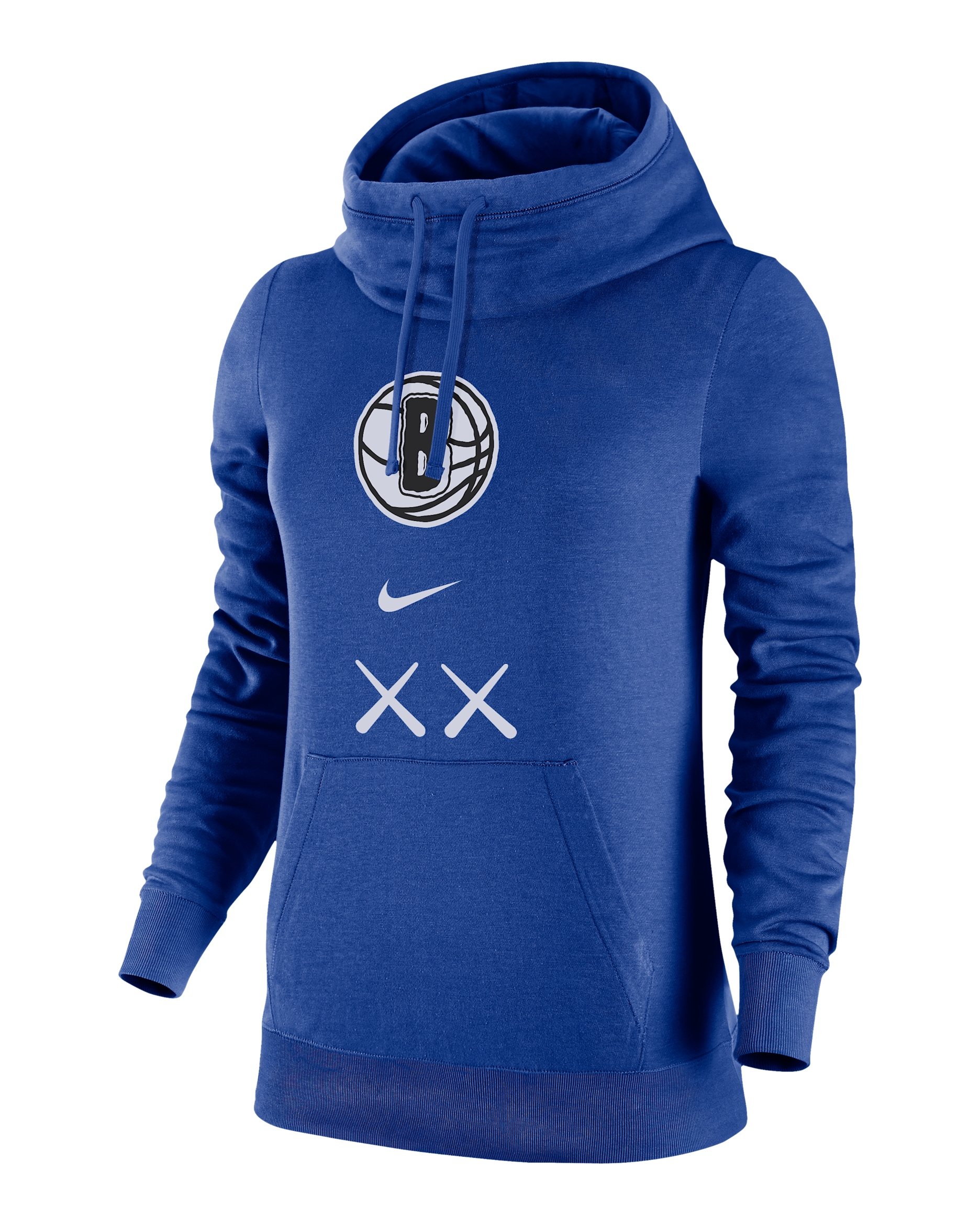 Brooklyn Nets Club Fleece 2023/24 City Edition Women's Nike NBA Funnel-Neck Hoodie - Rush Blue