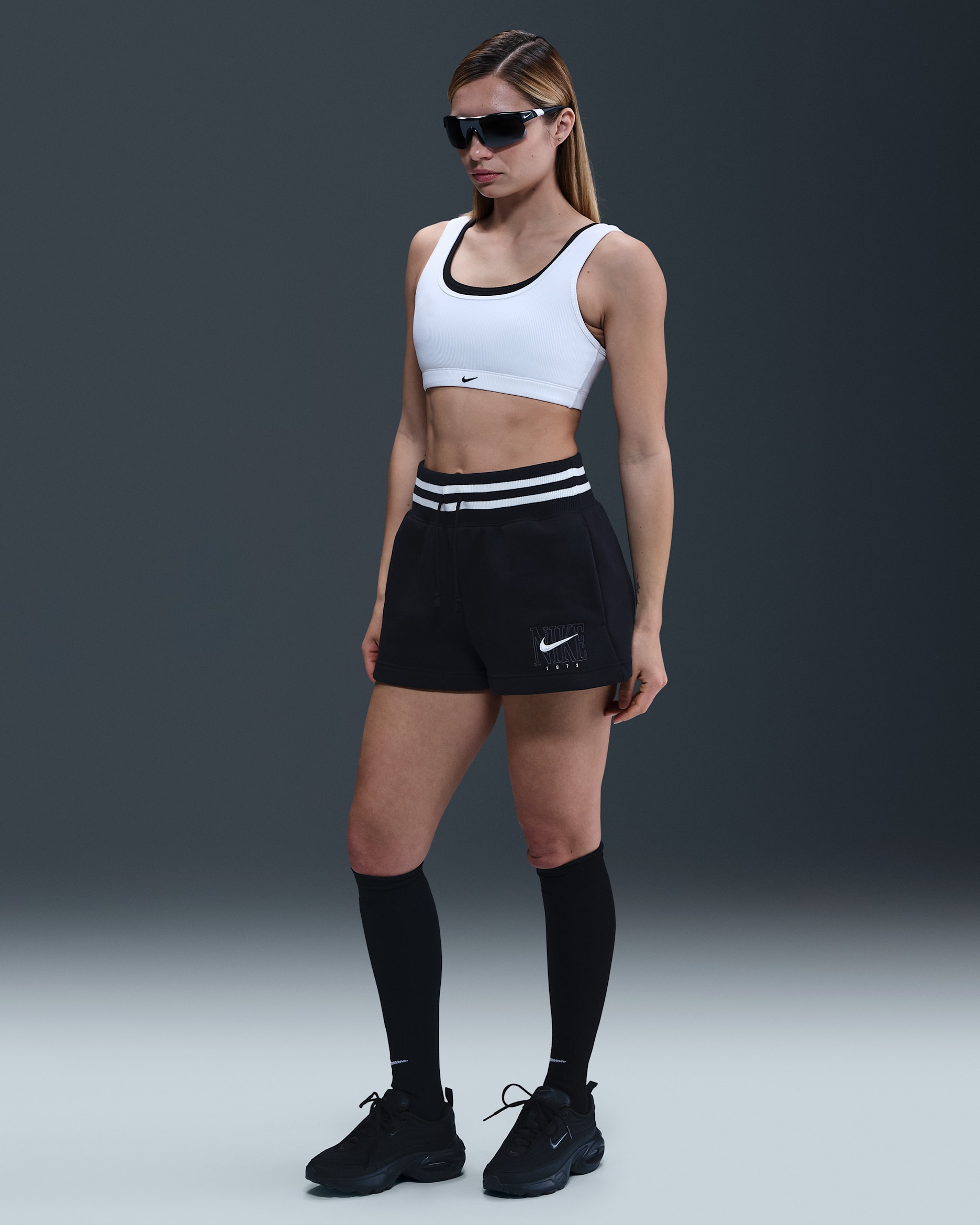 Nike Sportswear Phoenix Fleece Women's High-Waisted Loose Graphic Shorts - Black