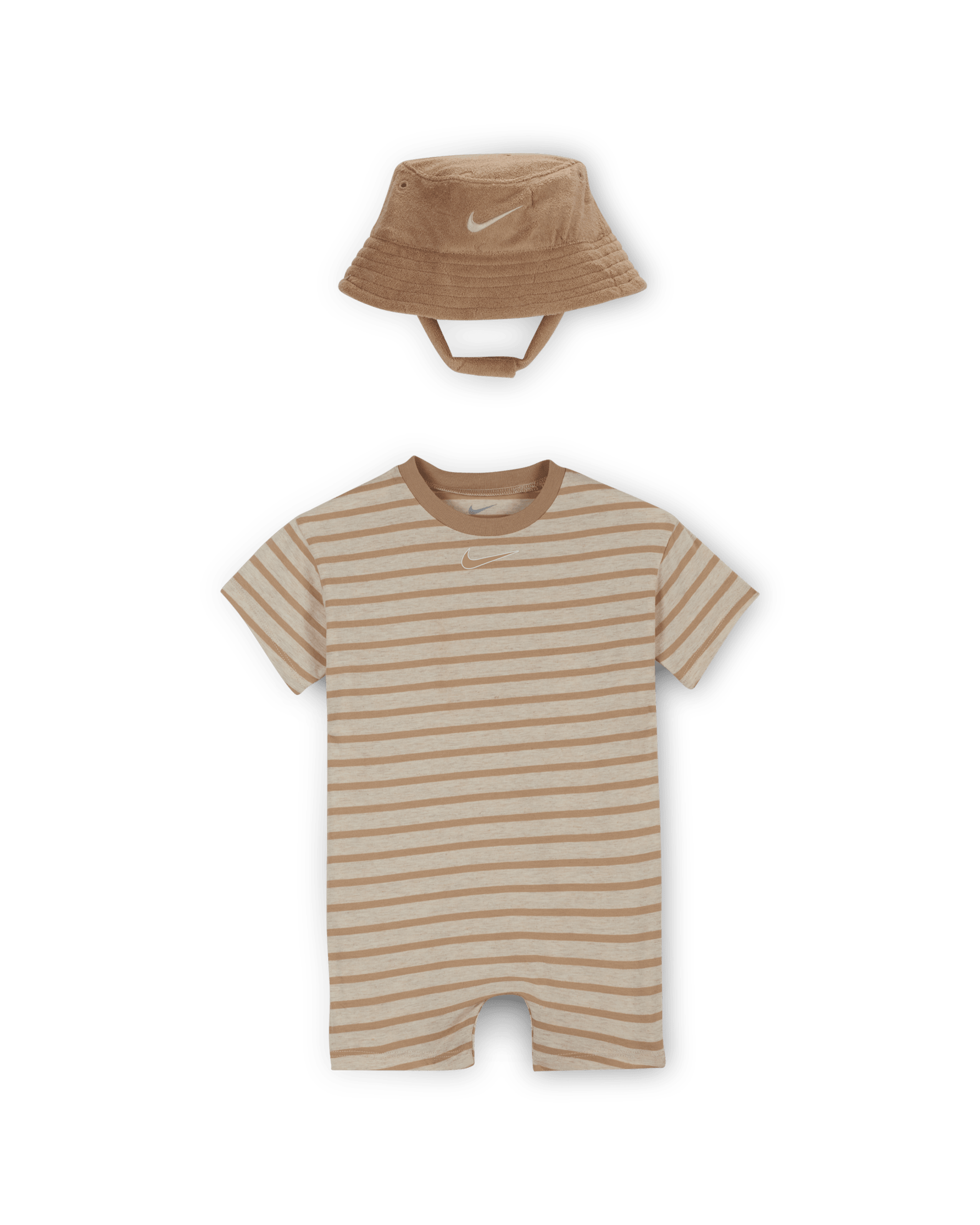 Nike Baby (12-24M) Short Sleeve Romper with Bucket Hat - Pale Ivory