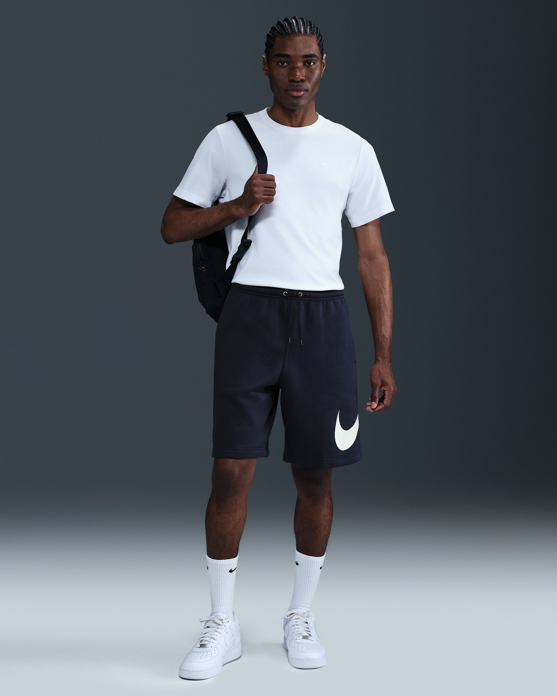 Nike Club Men's Fleece Shorts - Obsidian/Obsidian/White