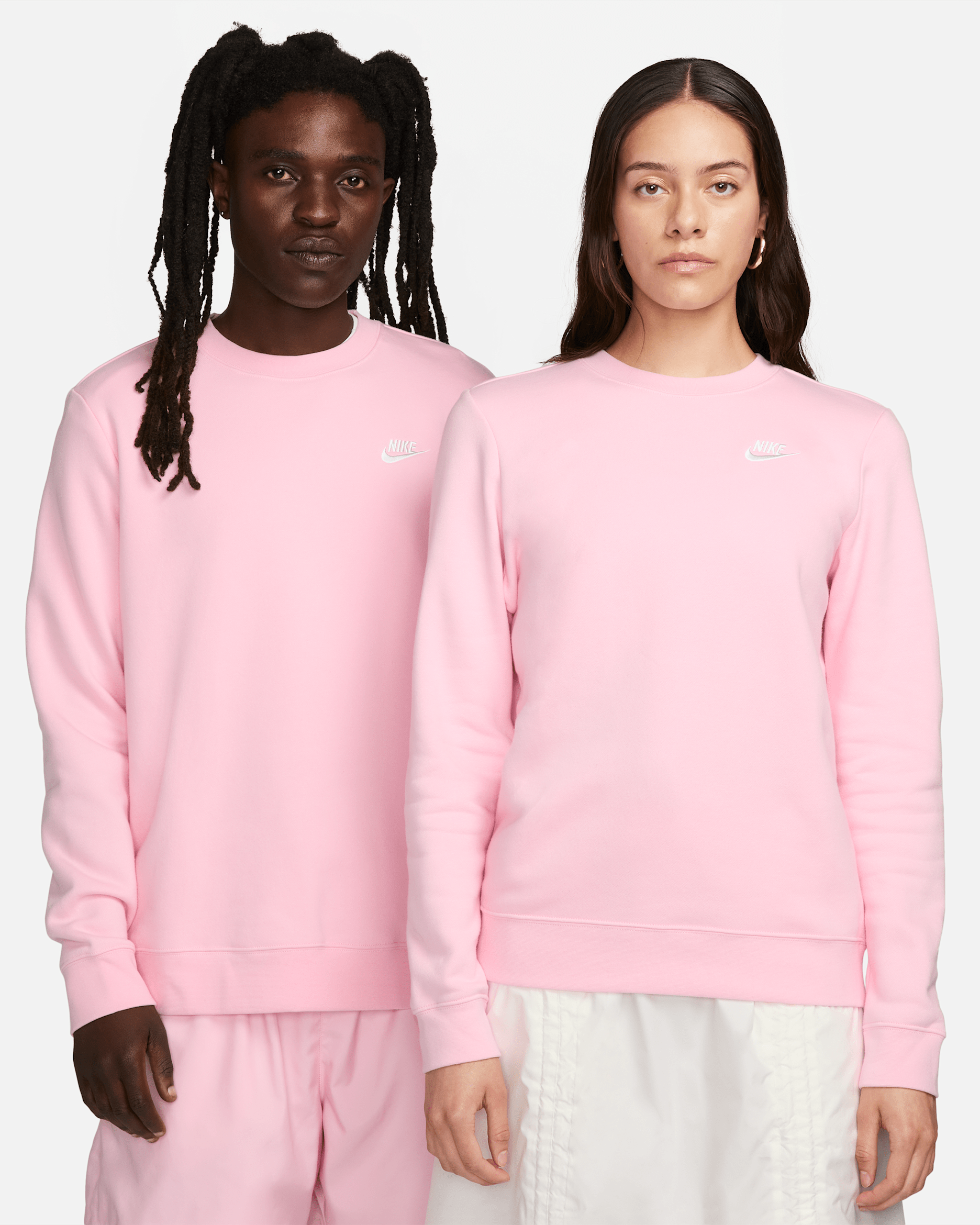 Nike Sportswear Club Fleece Women's Crew-Neck Sweatshirt - Medium Soft Pink/White