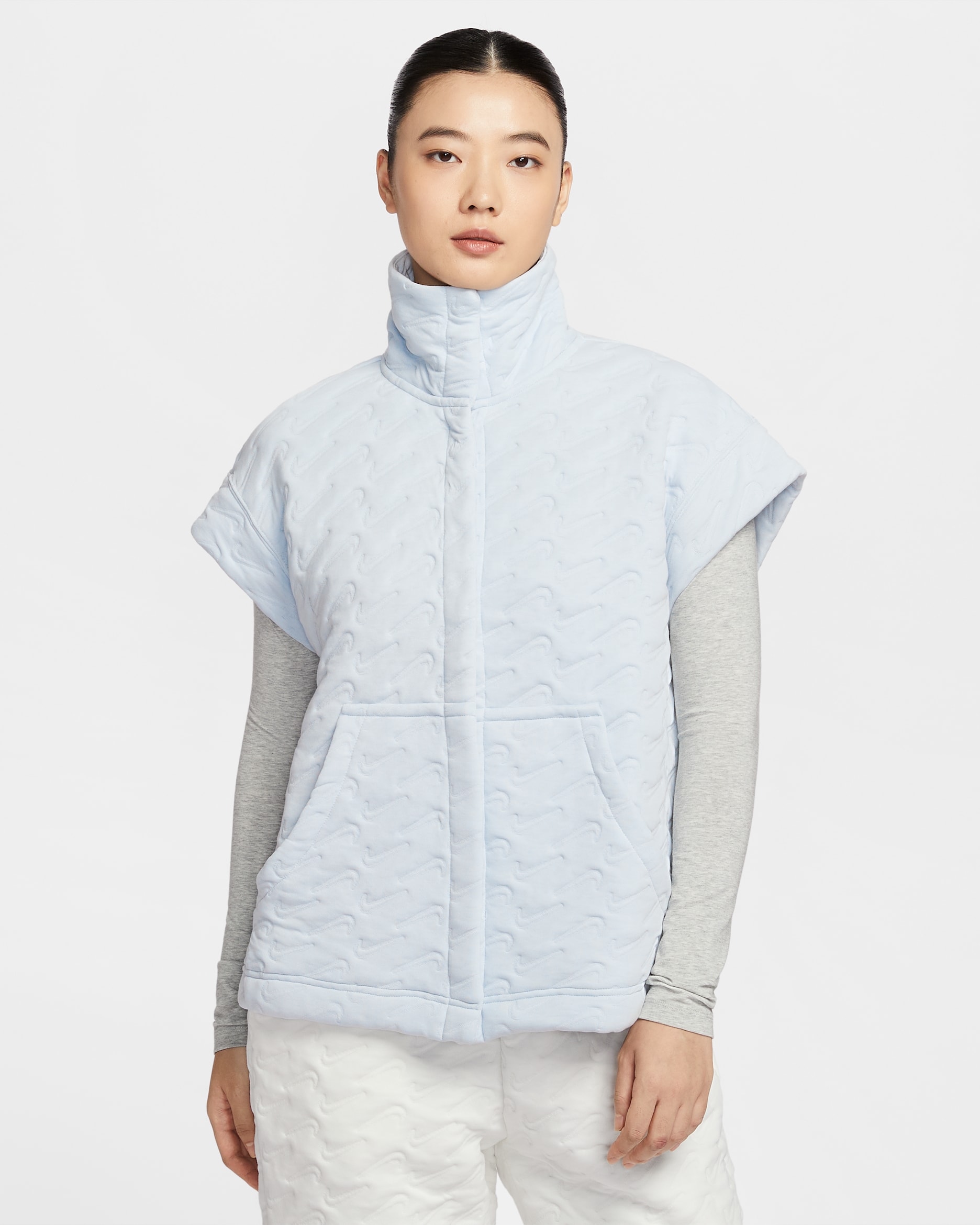 Nike Sportswear Phoenix Fleece Women's Oversized Jacquard Gilet - Pure Platinum/World Indigo
